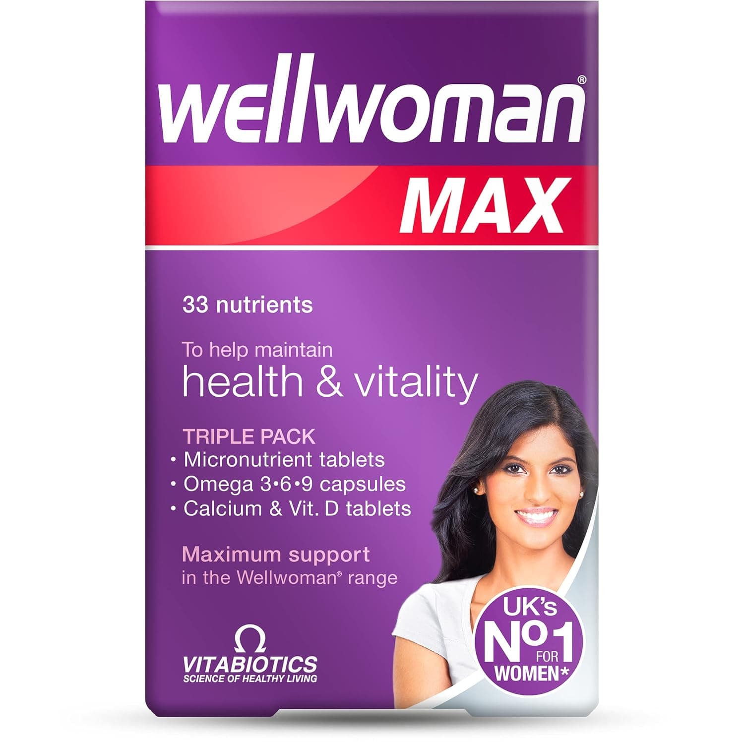 Vitabiotics WellWoman Max - 84 Count [ Vitamins & Mineral Tabs, Omega 3,6,9 Caps & Calcium Vitamin D tabs ]