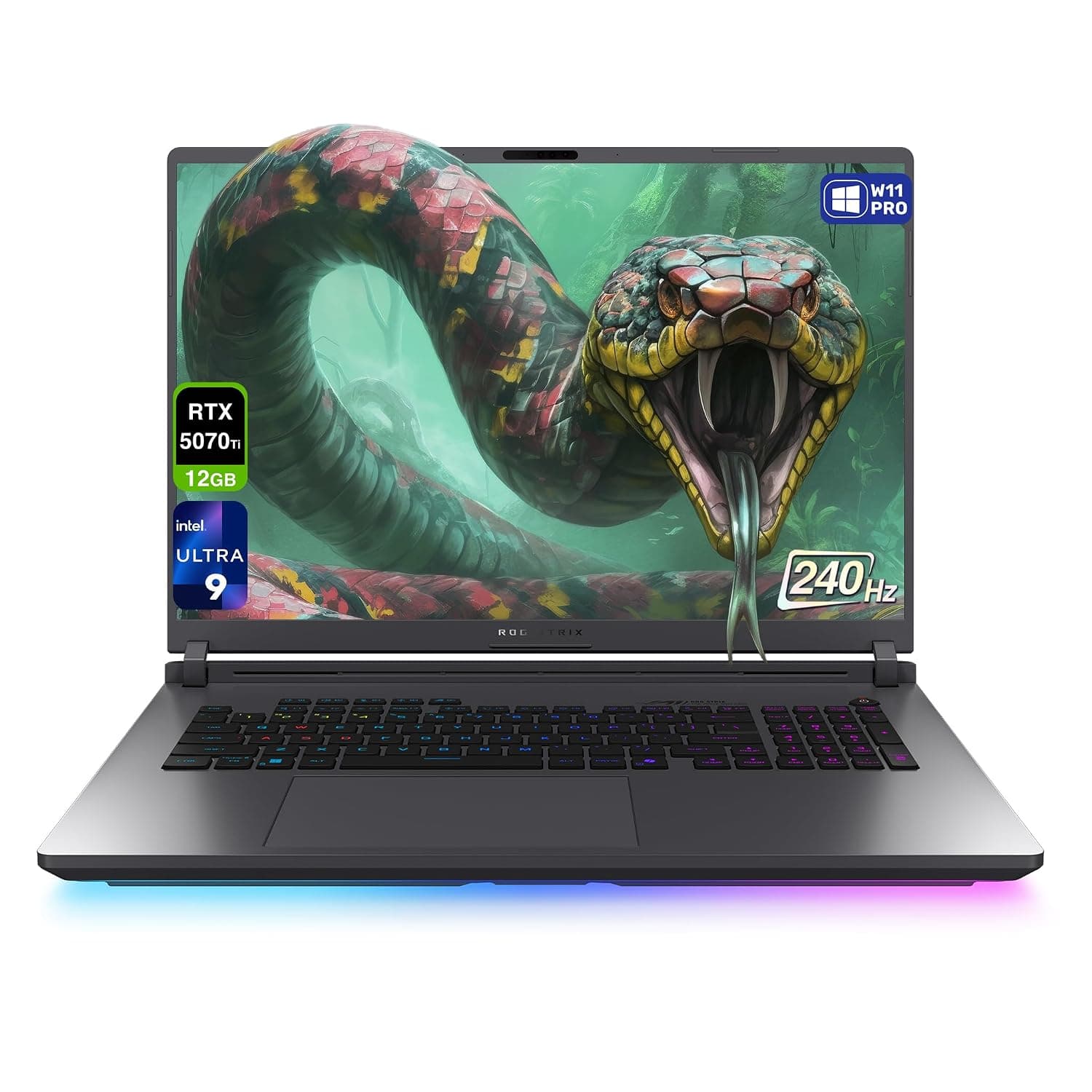 ASUS ROG Strix G18 Gaming Laptop, Intel Ultra 9-275HX, 32 GB DDR5 RAM, 4 TB PCIe SSD, 18" 2.5K (2560x1600) 240Hz Nebula Display, N-vidia G-Force RTX 5070Ti, 4-Zone RGB Keyboard, W11 Pro, Eclipse Gray