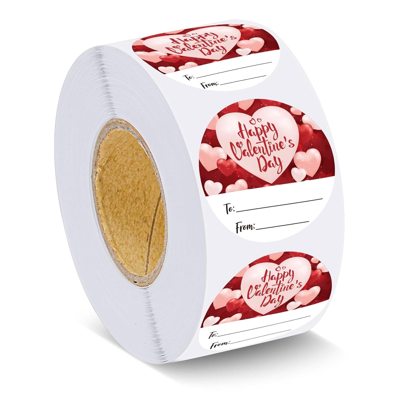 Lesnala 600Pcs Valentine's Heart Stickers Happy Valentines Day Stickers Valentine's Day to and from Stickers Valentine's Day Gift Tags Stickers for Gift Wrapping Cards Envelope Sealing Decor 1.5inch