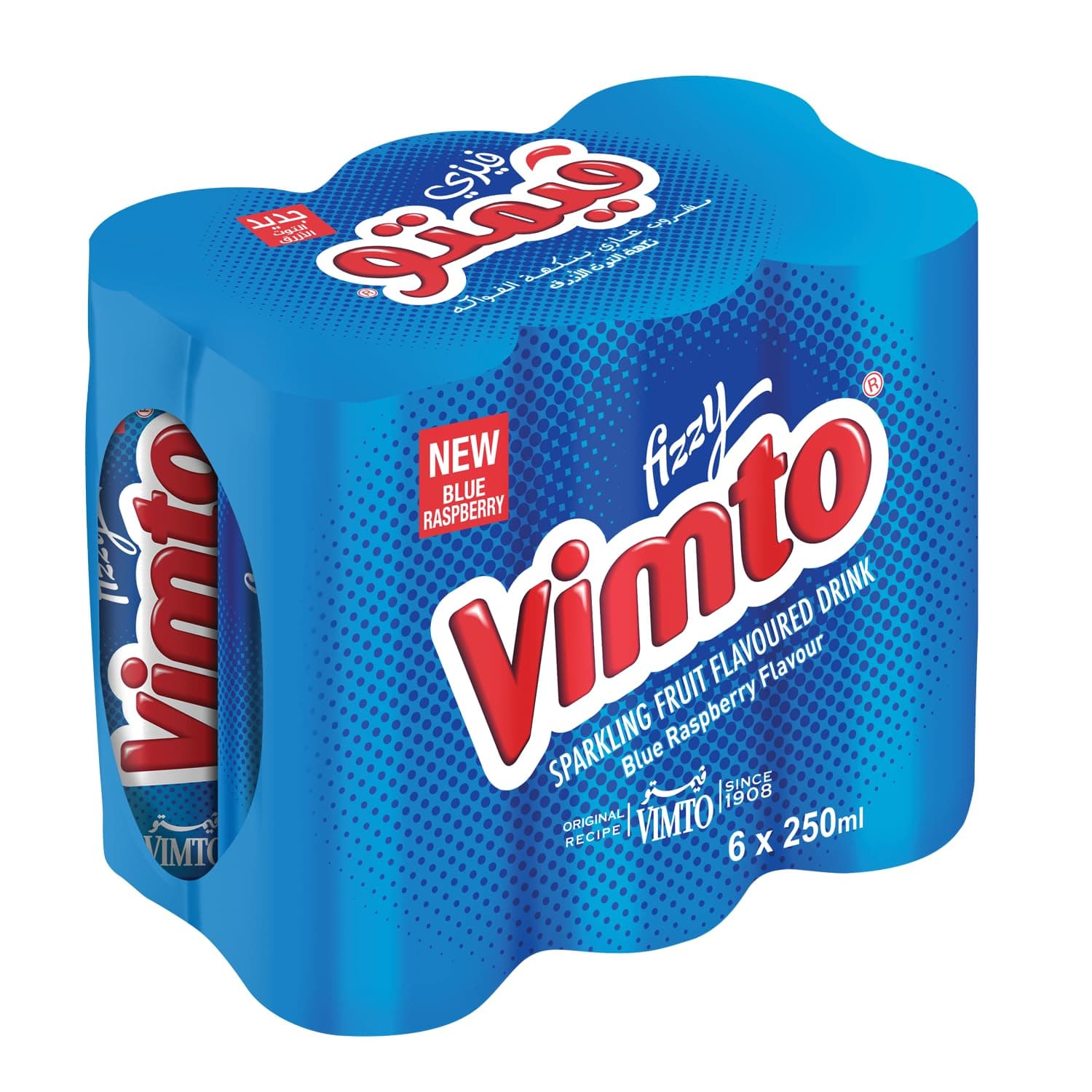 Vimto Fizzy Blue Raspberry Fruit Flavoured Sparkling Drink 250ml Can x Pack of 6