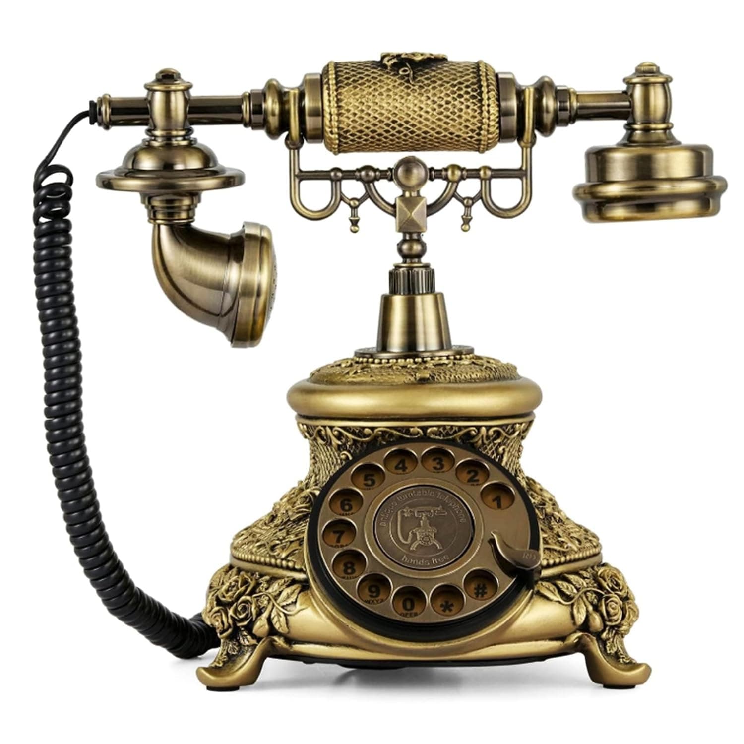 Vintage Vintage Landline Telephone, Vintage Telephone for Home Office and Hotel Decor, with Adjustable Ringtone Volume and Rotating Retro Phone