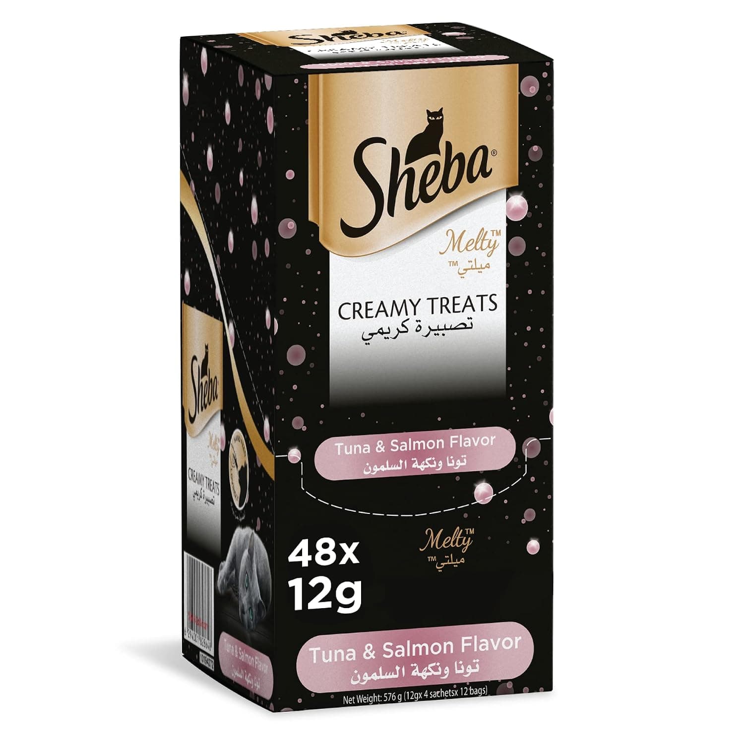 Sheba Melty Tuna & Salmon Flavor Wet Creamy Treats, Premium Indulgence, Pack of 48x12g