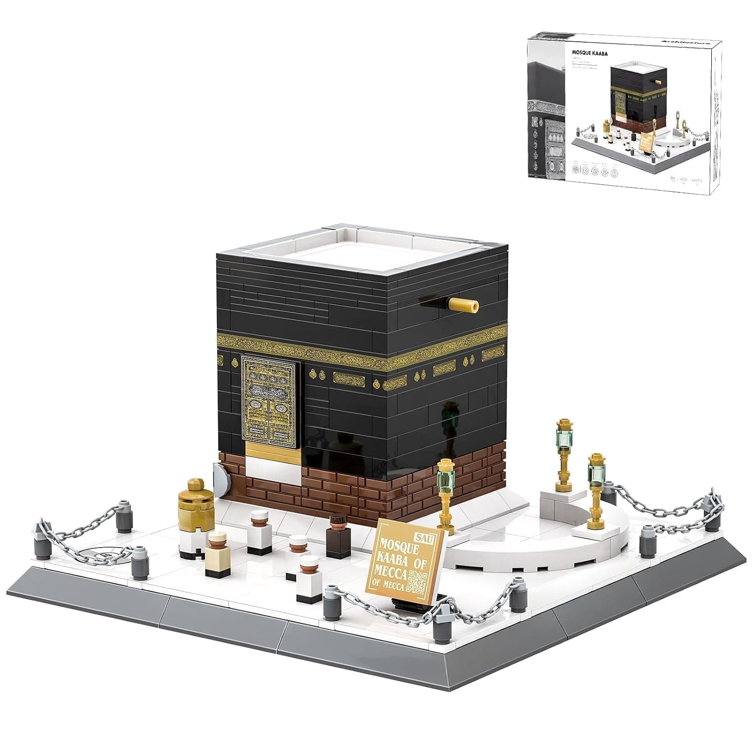 Kaaba Mosque of Mecca Building Blocks Set, 446-Piece Islamic Architecture Model Kit, STEM Educational Toy for Children & Adults, Eid Ramadan Gift, Makkah Islamic Home Decor toy for Kids