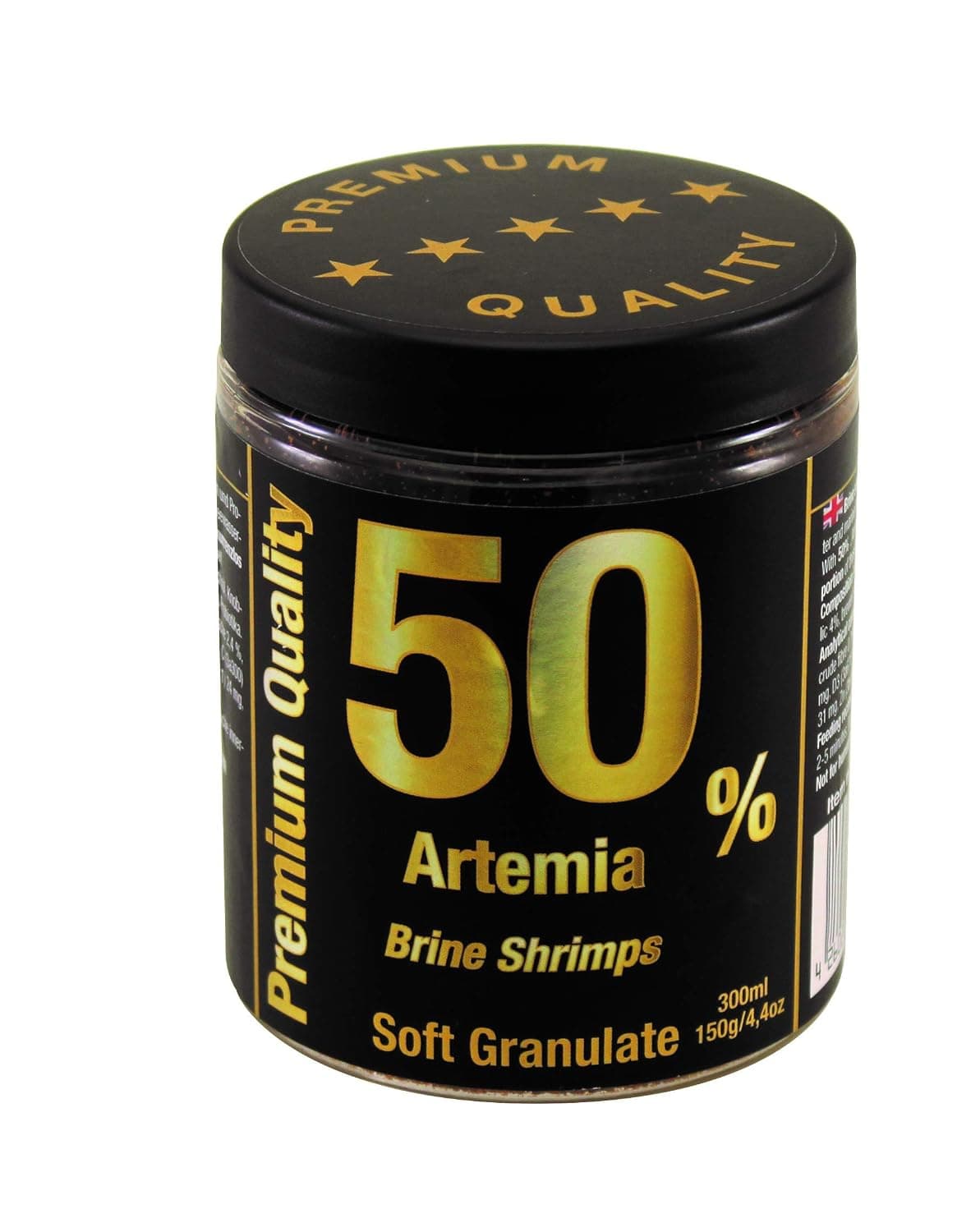 Discusfood Premium Fish Food Aquarium with 50% Artemia - Soft Granules for Growth & Colour Splendour - 300 ml - Aquarium, Betta, Shrimp Food