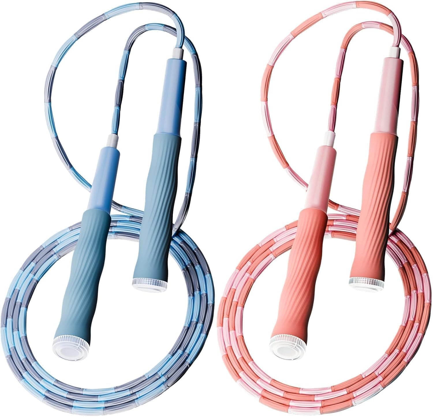 Aputue Jump Rope, 2 Pack 2.8M Beaded Skipping Rope with Soft Anti-Slip Handles, Adjustable Tangle Free Jumping Rope for Kids Adults Fitness Training Workout Exercise