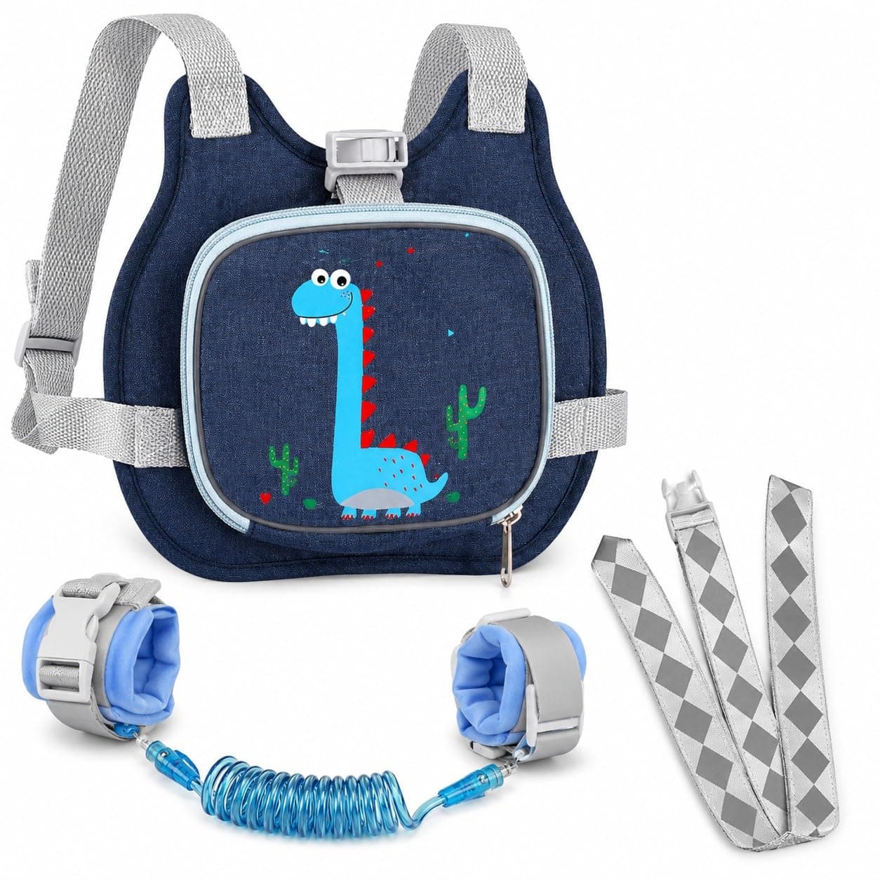 Toddler Anti Lost Harness Backpack, Baby Safety Leash with Wrist Link, Breathable Dinosaur Child Keeper for Crowded Malls, Travel and Summer Outdoor