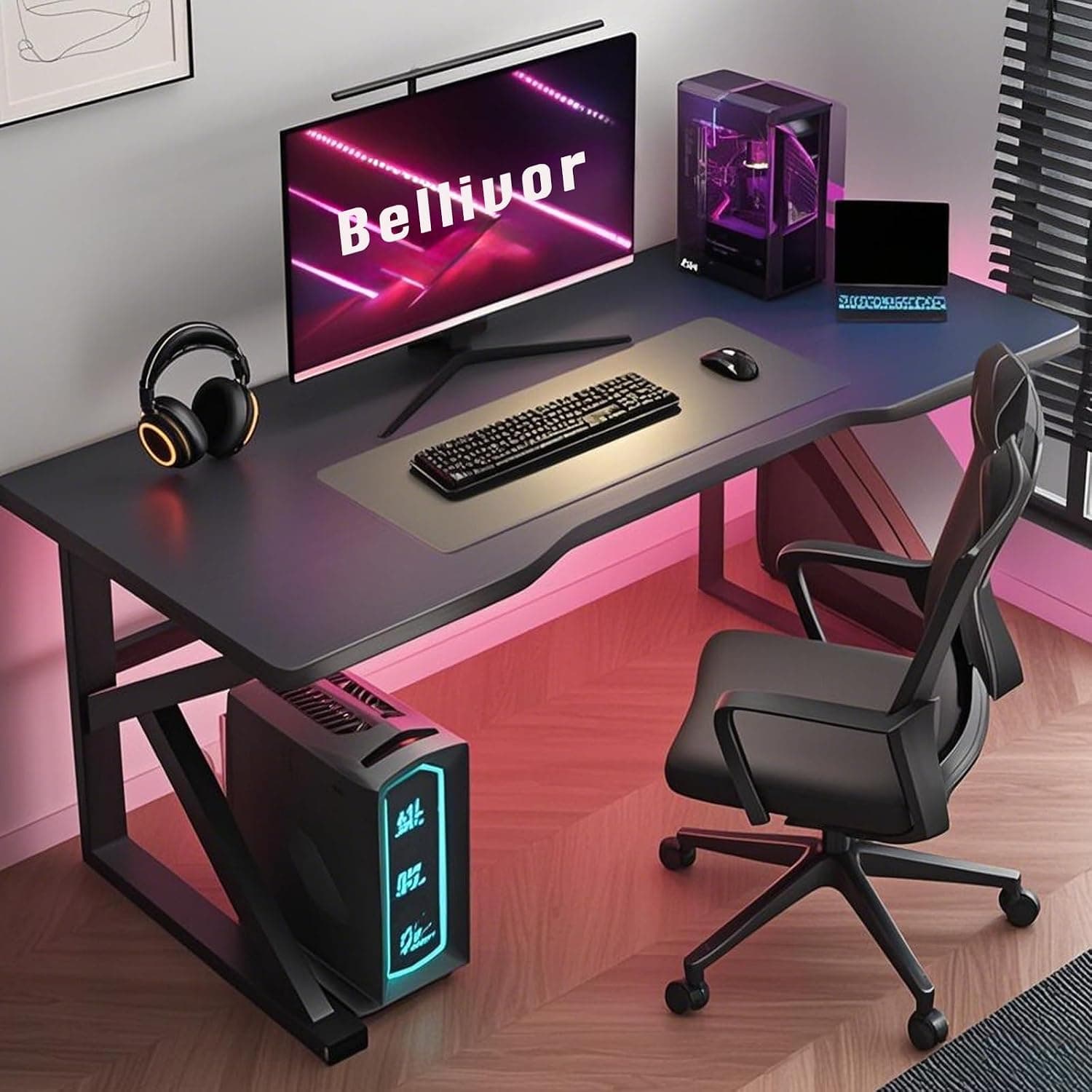 Home Office Desk, Gaming Table,Versatile Working & Study Desk for Modern Homes,Ideal table for Gamer, Writer, Sturdy, Stylish (Black,120x60x75 cm)