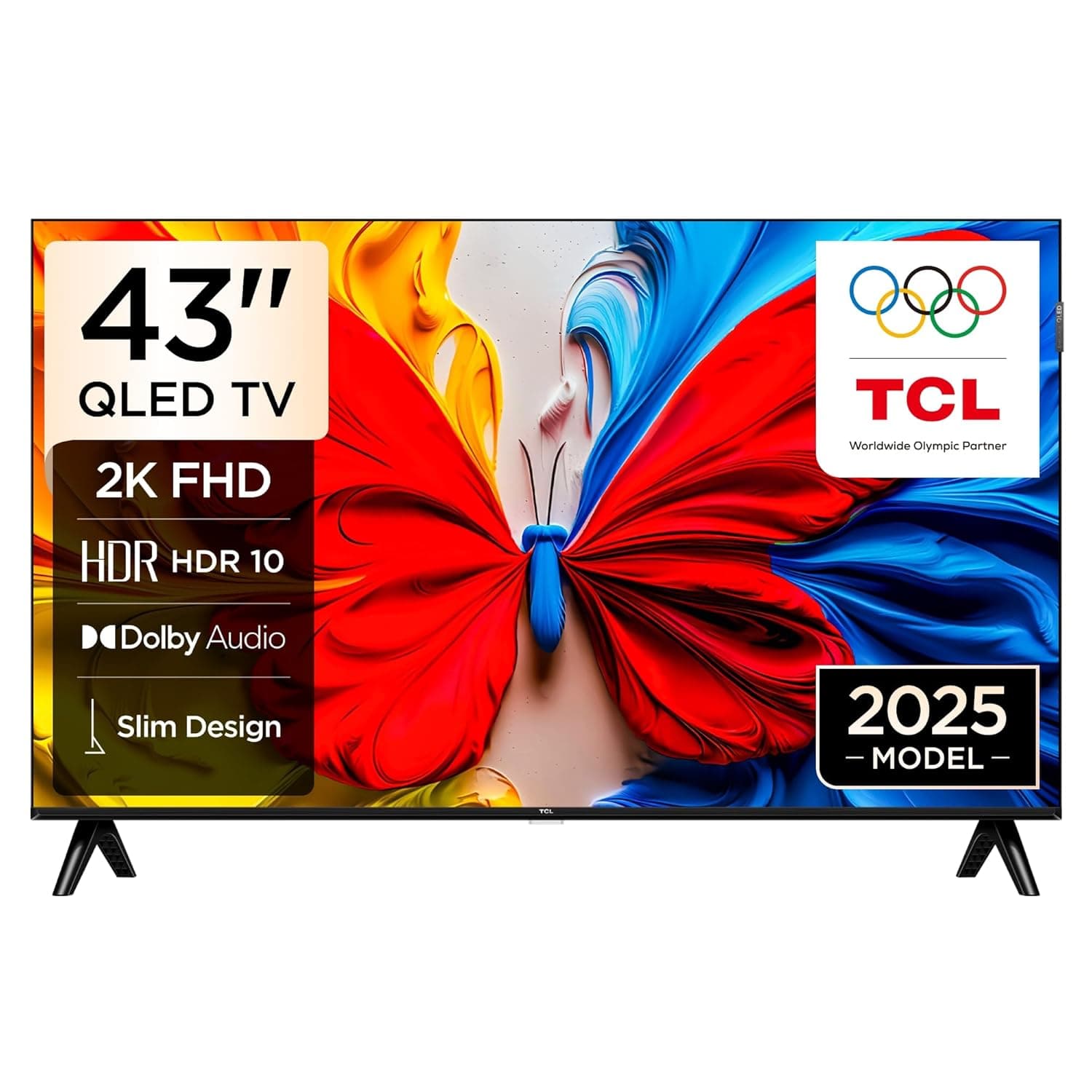 تلفزيون QLED ذكي 43 بوصة بتقنية HDR10 بنظام جوجل تي في مع تقنية صوت دولبي، وضع اللعب، عناية متعددة للعين مع تصميم رفيع (إصدار 2025)، أسود، طراز رقم 43S5K