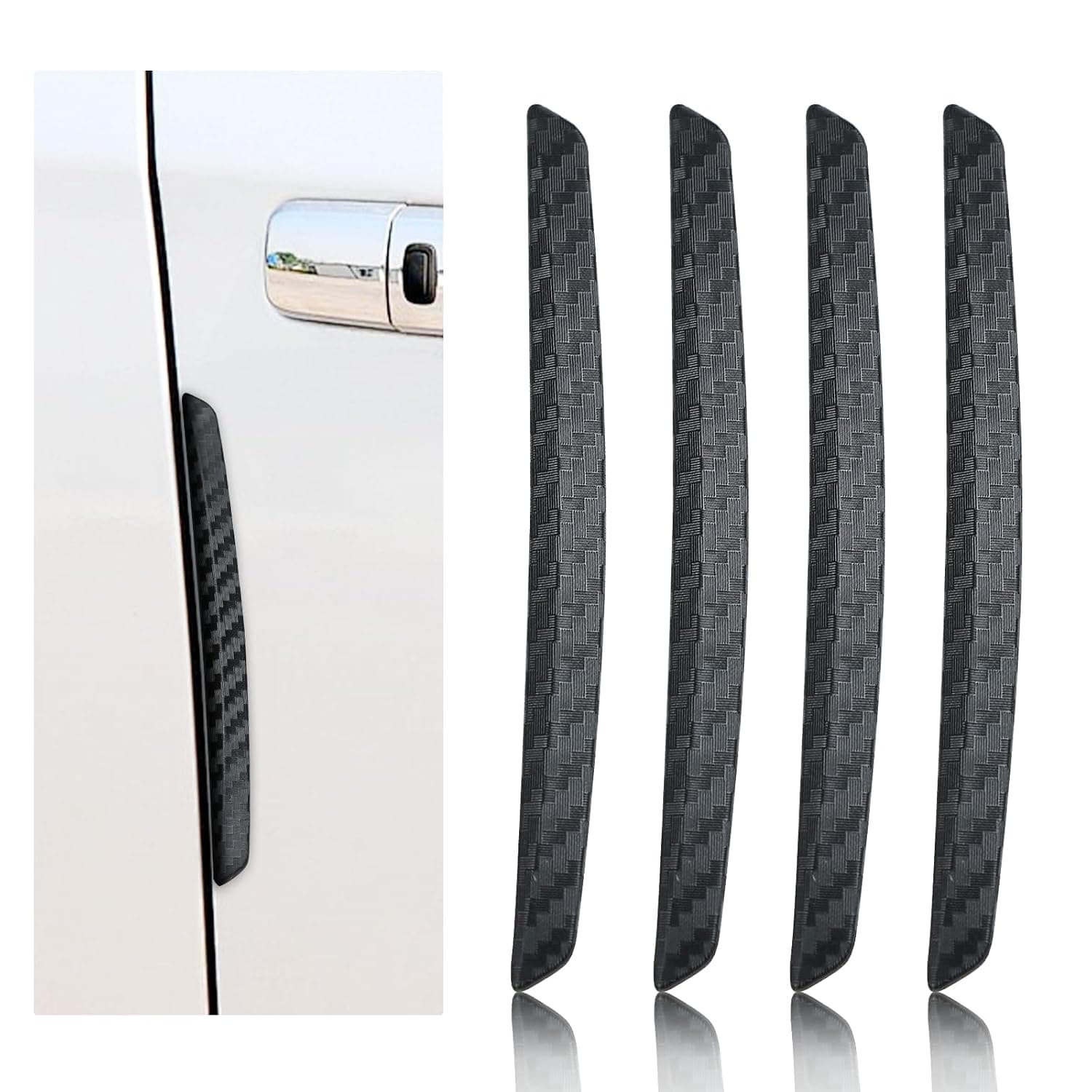 4PCS Car Door Anti-Collision Strip, PVC Carbon Fiber Auto Door Edge Guards Stickers, Anti-Scratch Vehicle Side Doors Bumper Guards Protector, Self Adhesive, Exterior Car Accessories