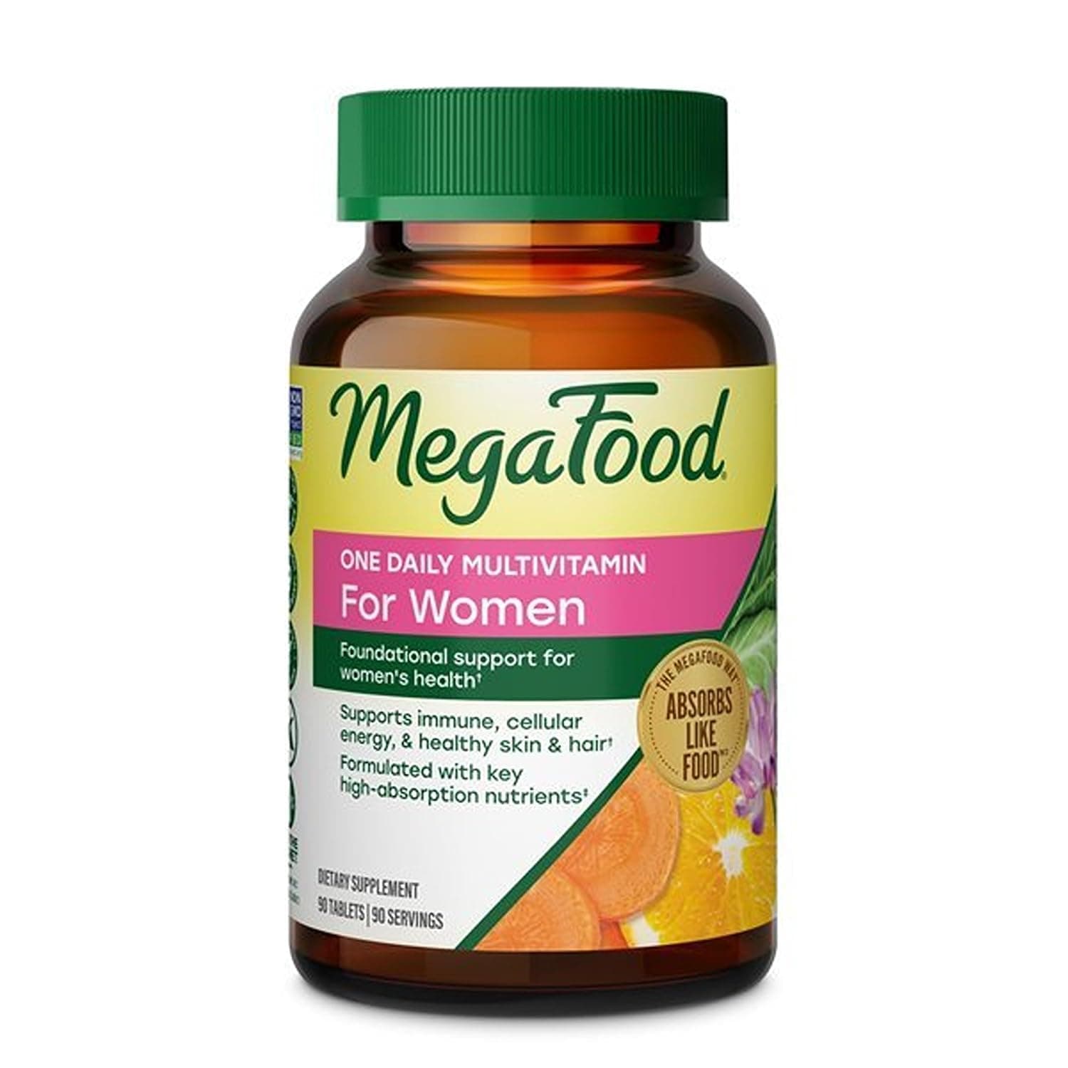 MegaFood, Women's One Daily, 90 Tablets | Immune Support, Cellular Energy & Healthy Skin & Hair, Methylfolate, Methylated B12, Iron, C, D3, Vegetarian, 90 Servings