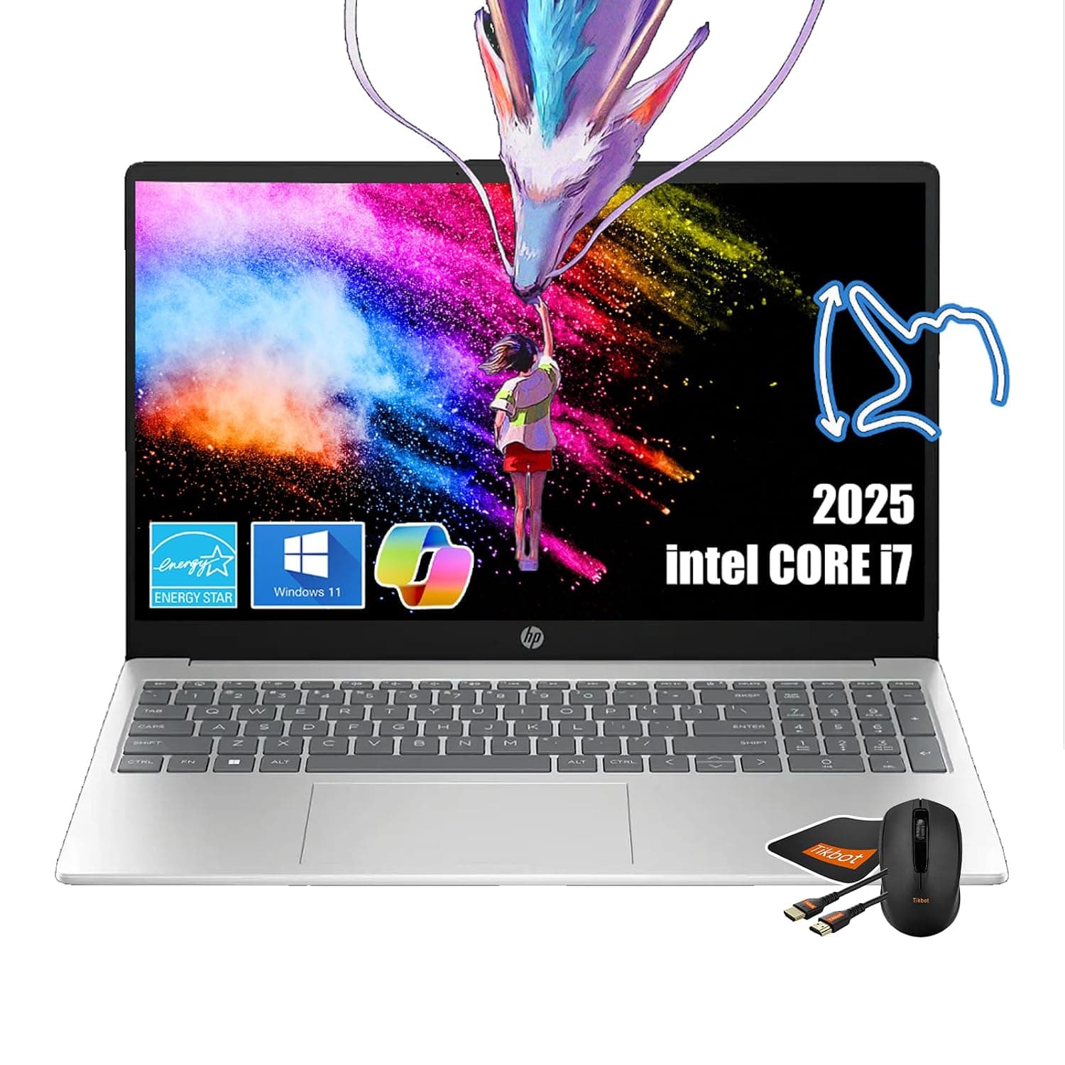 HP 15.6" Full HD Touchscreen Laptop | Intel i7-1355U (Beats i9-10880H) | 16GB RAM | 512GB SSD | Intel Iris Xe Graphics | Win 11 | Fast Charge | Wi-Fi 6 | W/Mouse