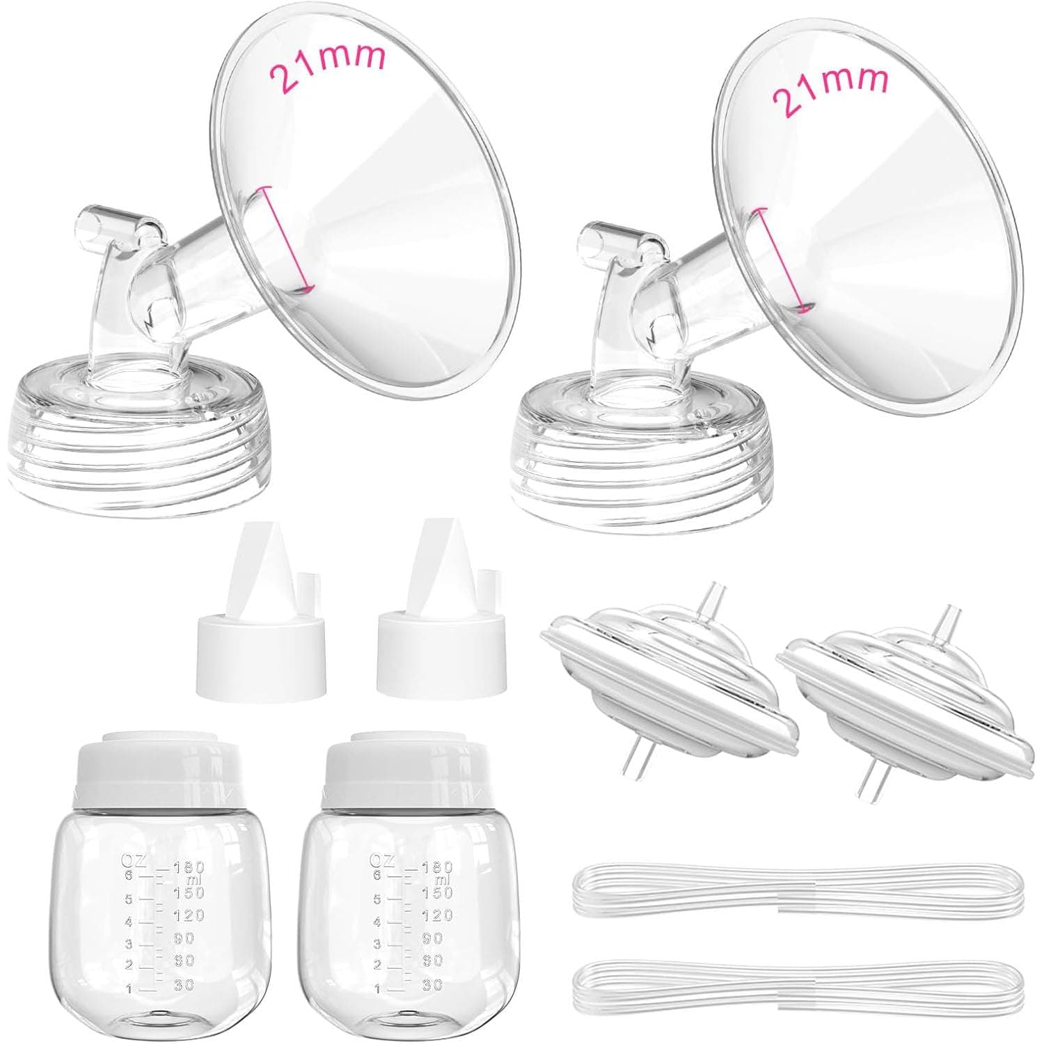 LinJie Pump Parts Compatible with Spectra S1/S2/9 Plus, Full Set Replacements Include 21mm Flange, Duckbill Valve, Backflow Protector, Tubing and Bottle, Not Original Accessories