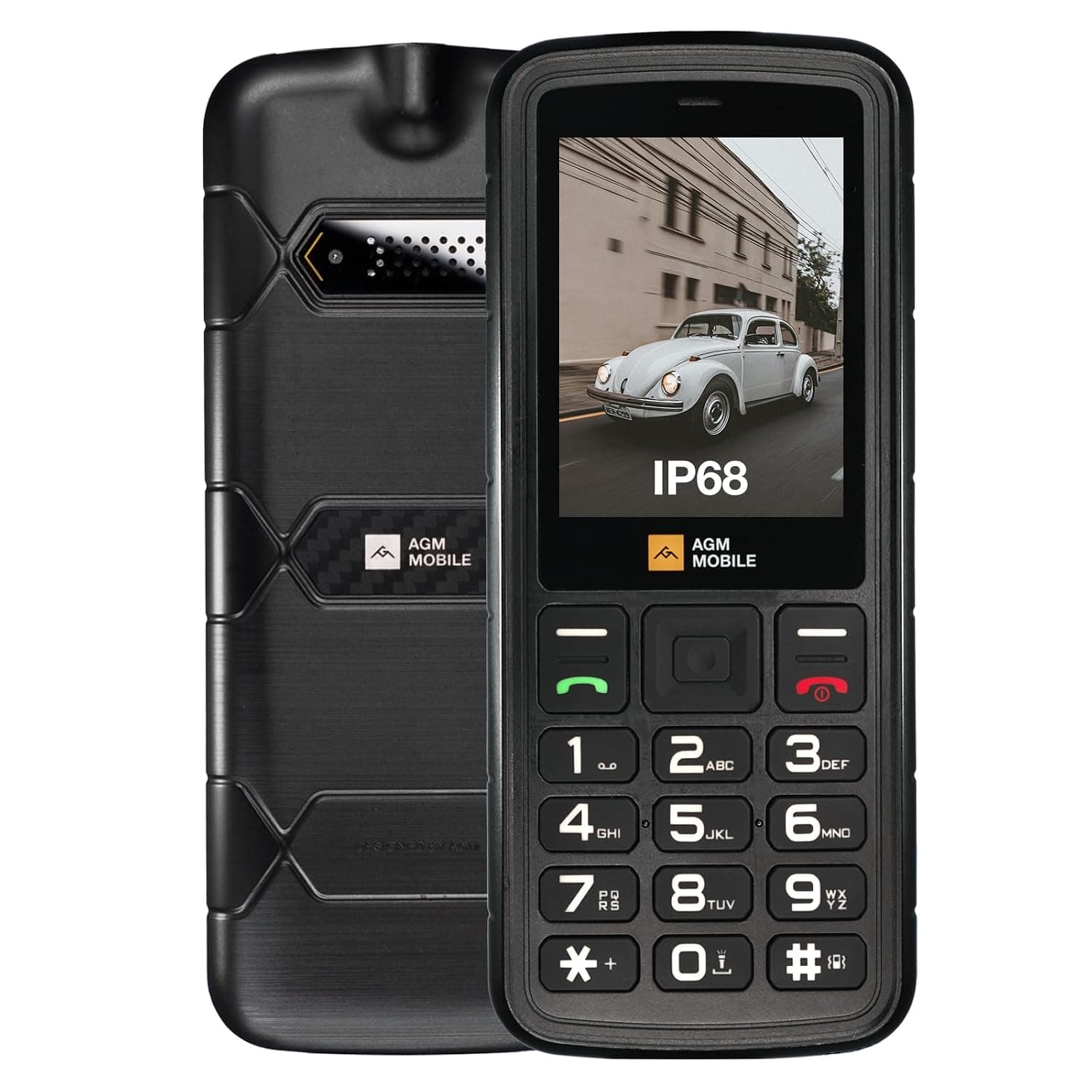 AGM M9 4G Rugged Mobile Phone, Basic Feature Cellphone, Large Button, IP68/IP69K Waterproof, Drop-Proof, Large Fonts, Fast Dialling, 3 Card Slots, FM Radio, Torch