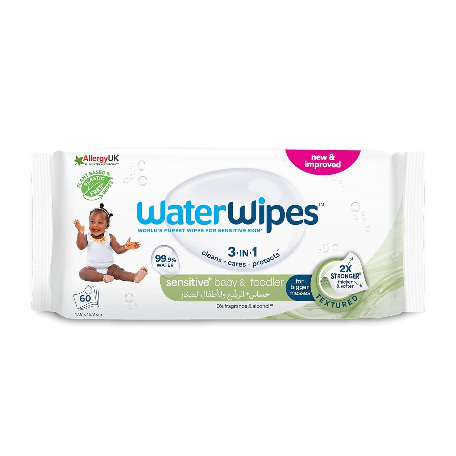 WaterWipes Sensitive+ Baby & Toddler Wipes, 99.9% Water, Unscented, 1 Pack