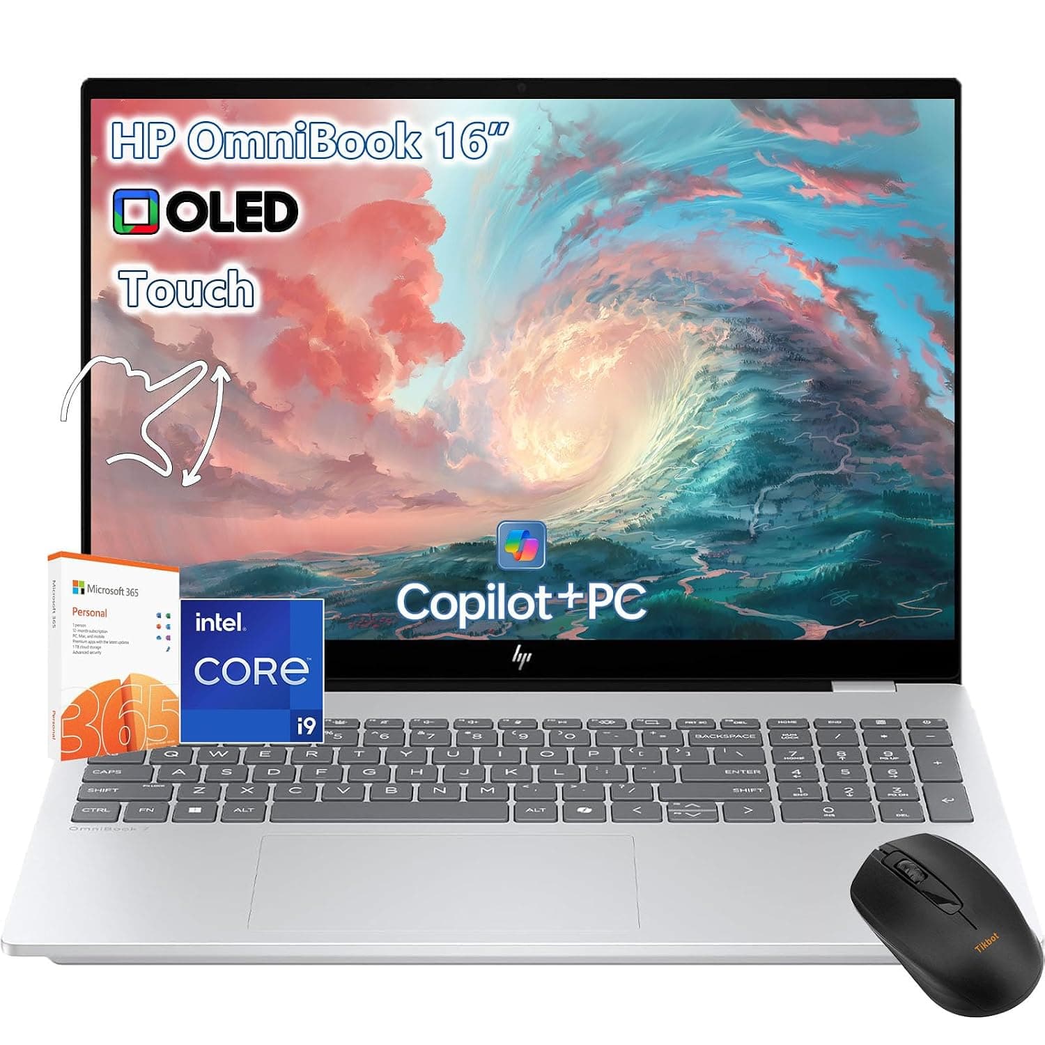 HP OmniBook 7 Touchscreen Laptop - 16inch 2K OLED 120Hz -Intel Core 9 270H Beat AMD Ryzen 9 8945H -64GB RAM -2TB SSD -Windows 11 Pro Office 365 - Business Computadora Portátil PC AI Copilot 2025