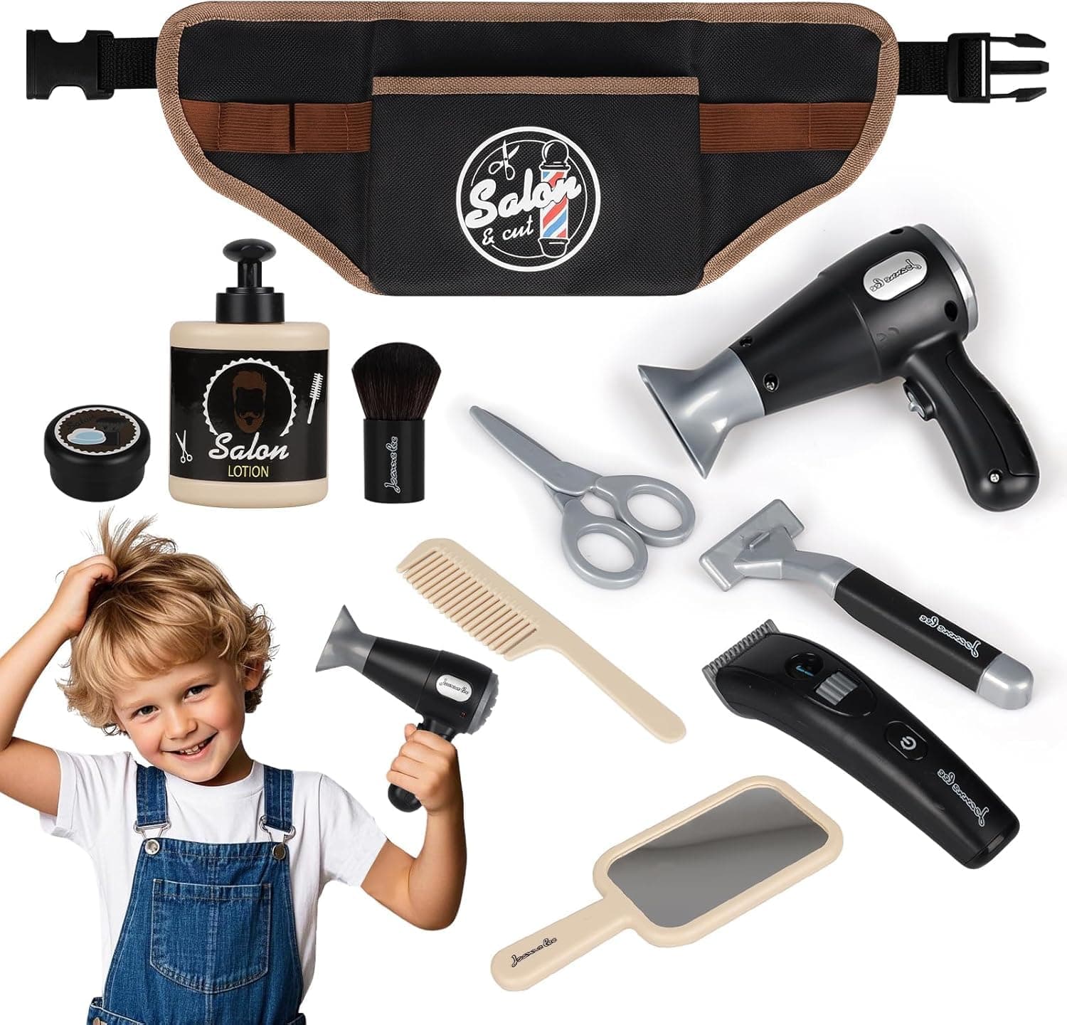 Kids Hair Stylist Play Set, Barber Shop Pretend Play Toy, Role Play Children's Salon Toys, Imitation Boy Children's Shaving Set, Kids Shaving Kit for Boys