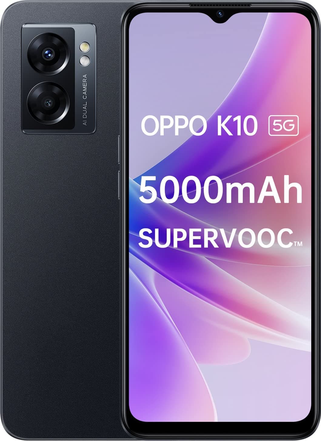 OPPO K10 5G Dual-SIM 128GB ROM + 8GB RAM (GSM only | No CDMA) Factory Unlocked Smartphone (Midnight Black) - International Version