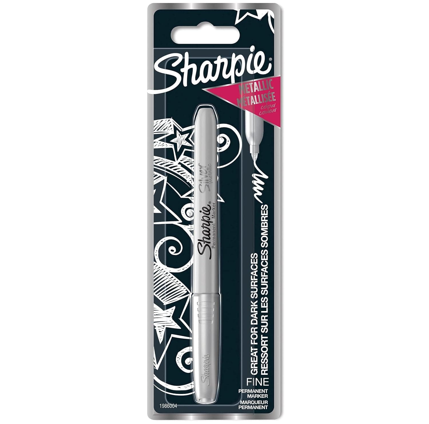 Sharpie 1986004 1 Count Permanent Marker Fine Tip, Silver