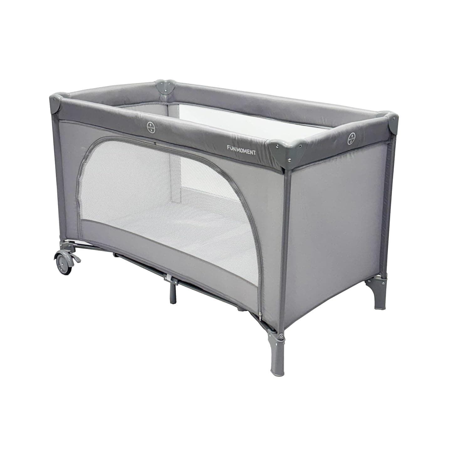 Fun Moment Baby Playpen, 125x65cm, Safety Activity Center, Large Size with Breathable Mesh, 2-in-1 Baby Crib, Portable Playpen, Foldable Travel Playard (Light Grey)