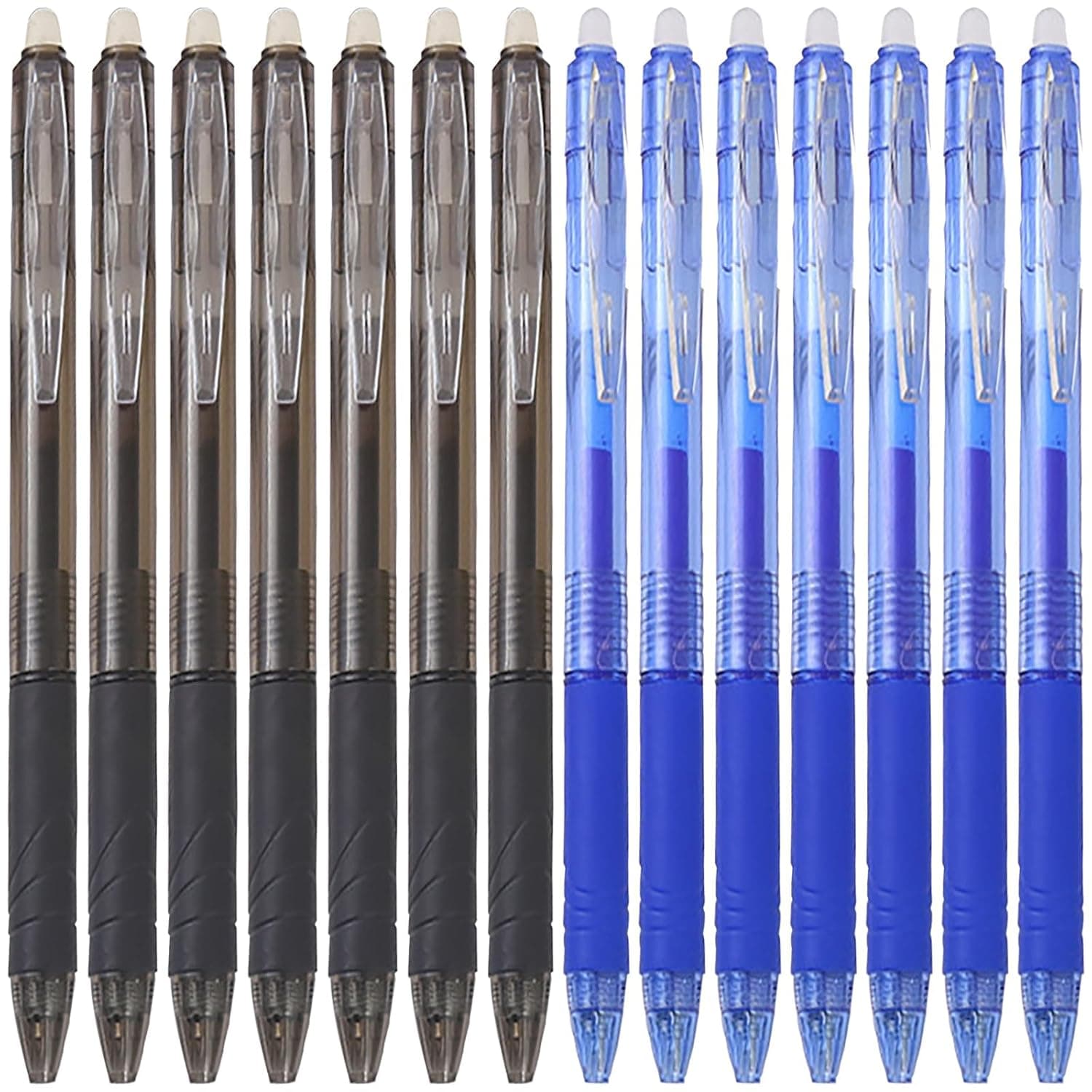 14 Pack Retractable Erasable Gel Pens,Suitable for Smooth Writing and Easy Correction, Fine 0.5mm Point Tip Friction Pens with 7 Black and 7 Blue Ink Refills for Planners, Sudoku, and Office Use