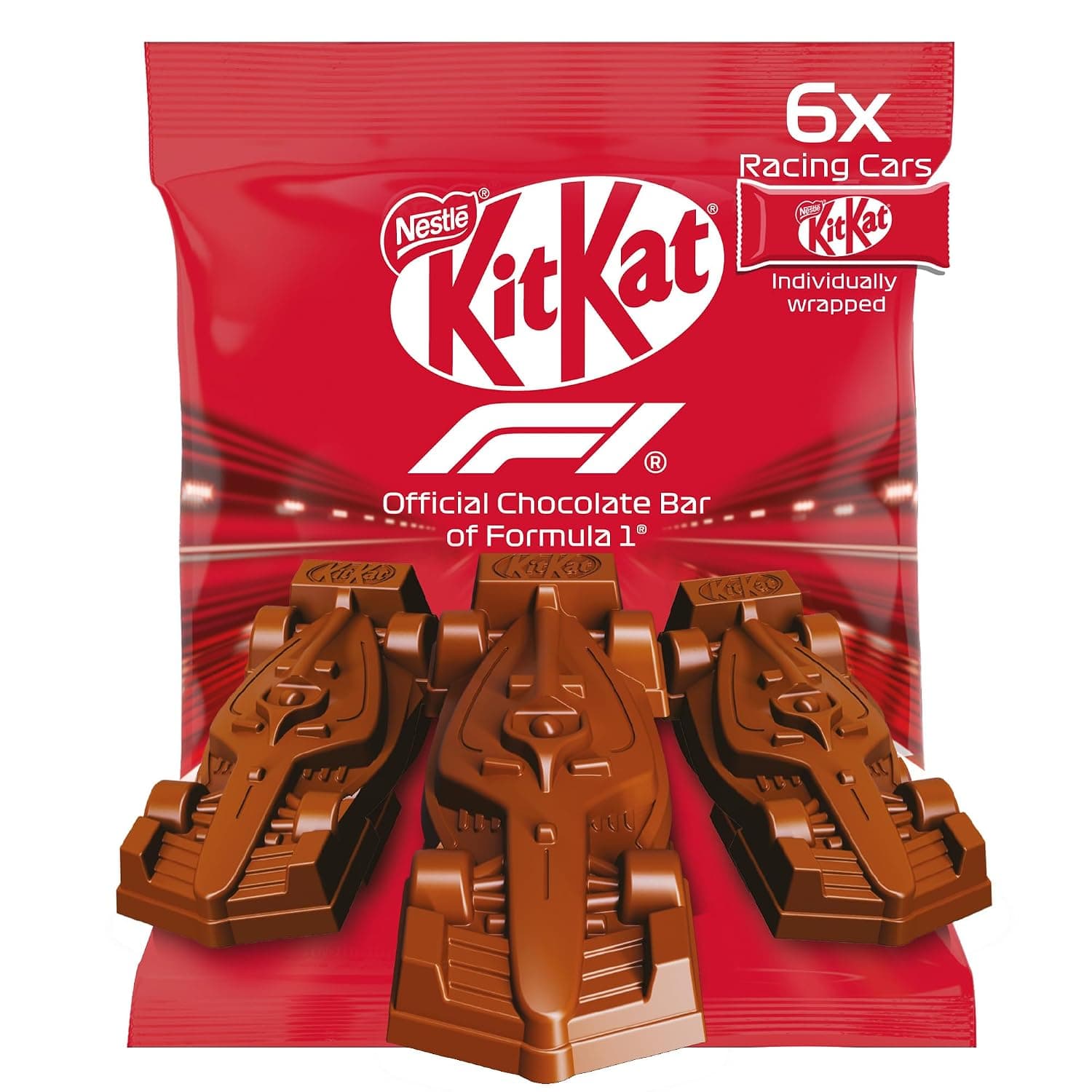 KitKat Formula 1 Official Chocolate Bar, Racing Car Shaped Chocolate, 66g Pouch