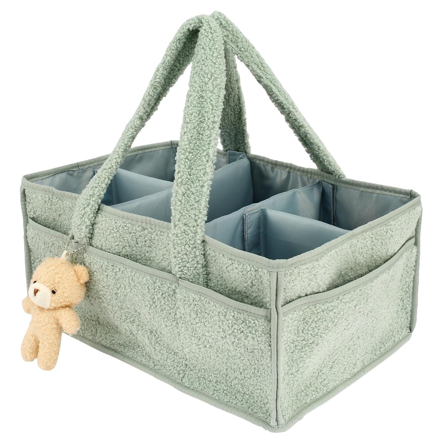 Nappy Caddy Organiser Baby Diaper Organizer with Handle and Removable Dividers Newborn Essentials Nursery Storage Baskets Newborn Shower Gifts Portable Bag Must Haves for Boy or Girl Registry