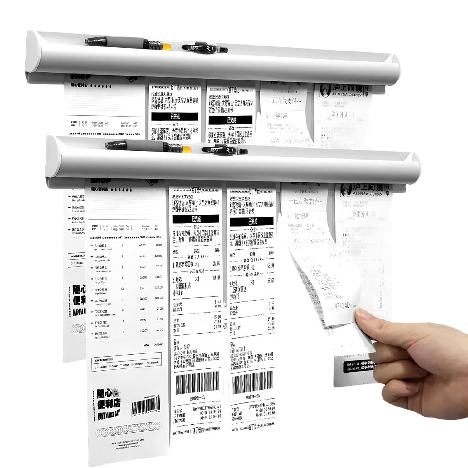 2 Pack Ticket Holders Receipt Organizer for Restaurant, No-Drill Wall-Mounted Order Ticket Holders for Kitchen, Office, Home, and Commercial Spaces, Easy Adhesive Installation (Silver, 12 Inch, 2p)