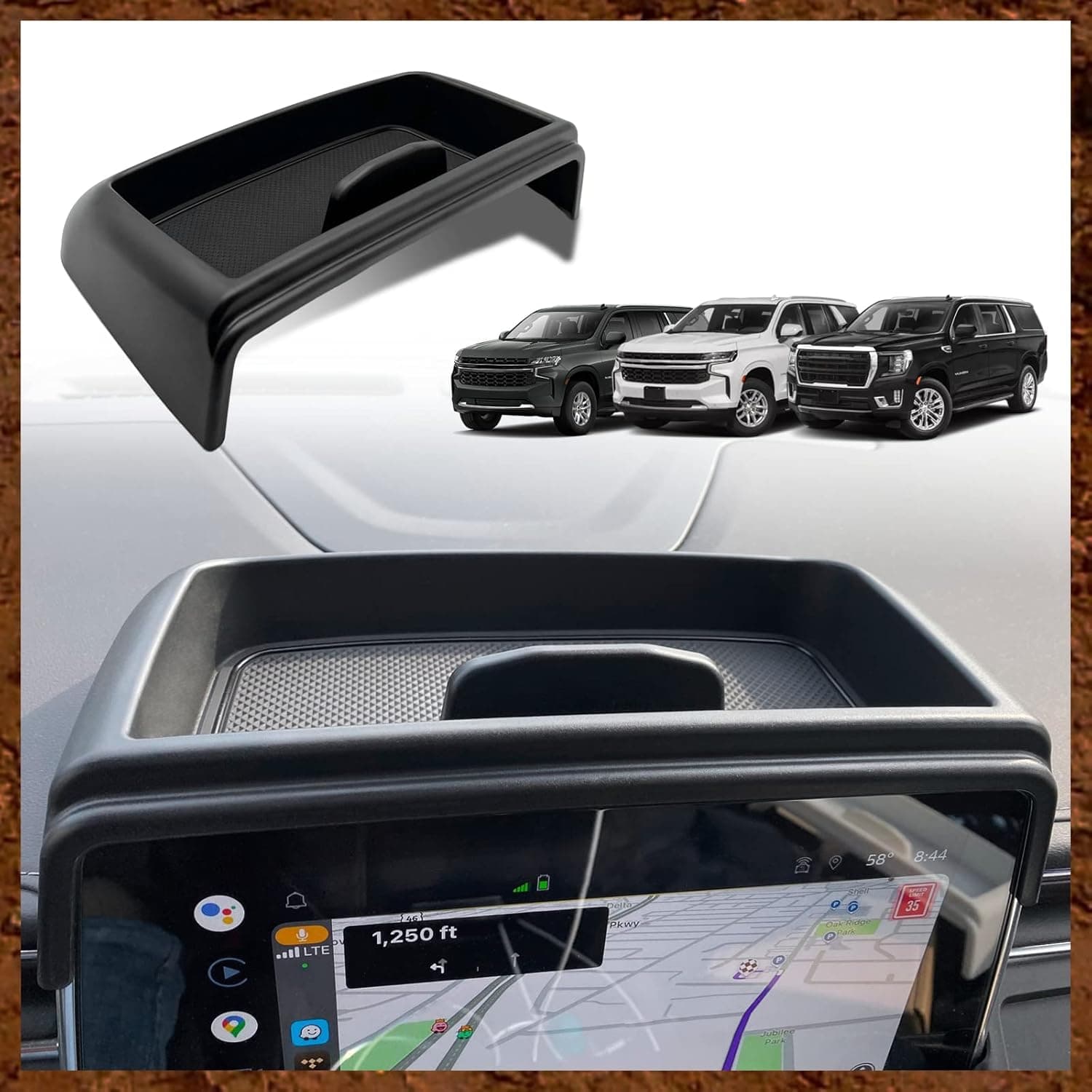 Muslogy for 2021-2023 Yukon Tahoe Suburban Dash Storage Tray Insert behind Screen Organizer Box Interior Accessories Compatible with GMC Yukon Tahoe Suburban 2021 2022 2023 Not for Denali (Black)