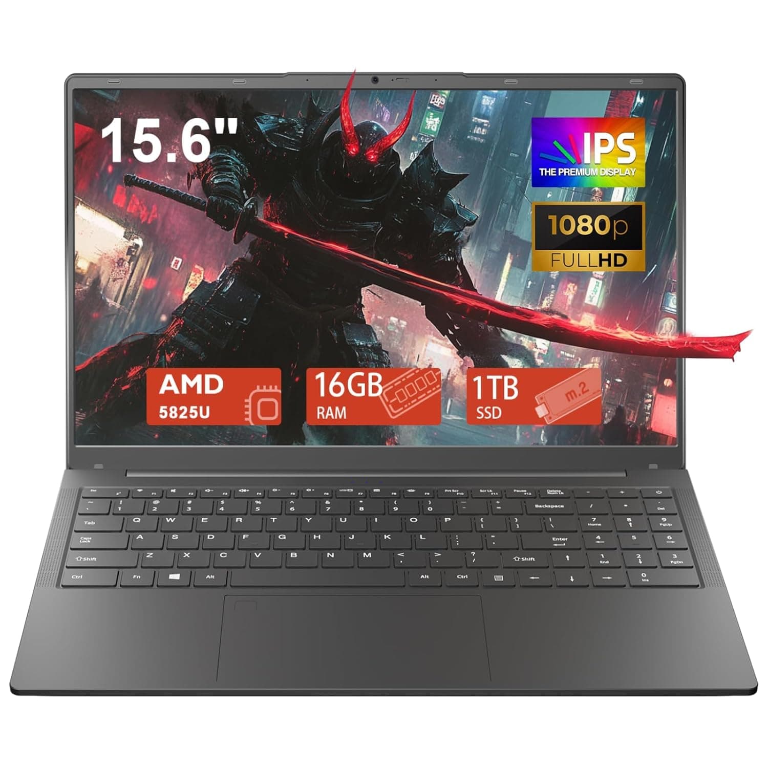 KurieTim 15.6 Inch FHD Laptop Computer AMD Ryzen 7 5825U 16GB RAM 1TB SSD | AMD Radeon Graphics, Backlit Keyboard & Fingerprint Reader, Webcam Privacy Switch, 8-Core Processor up to 4.5GHz