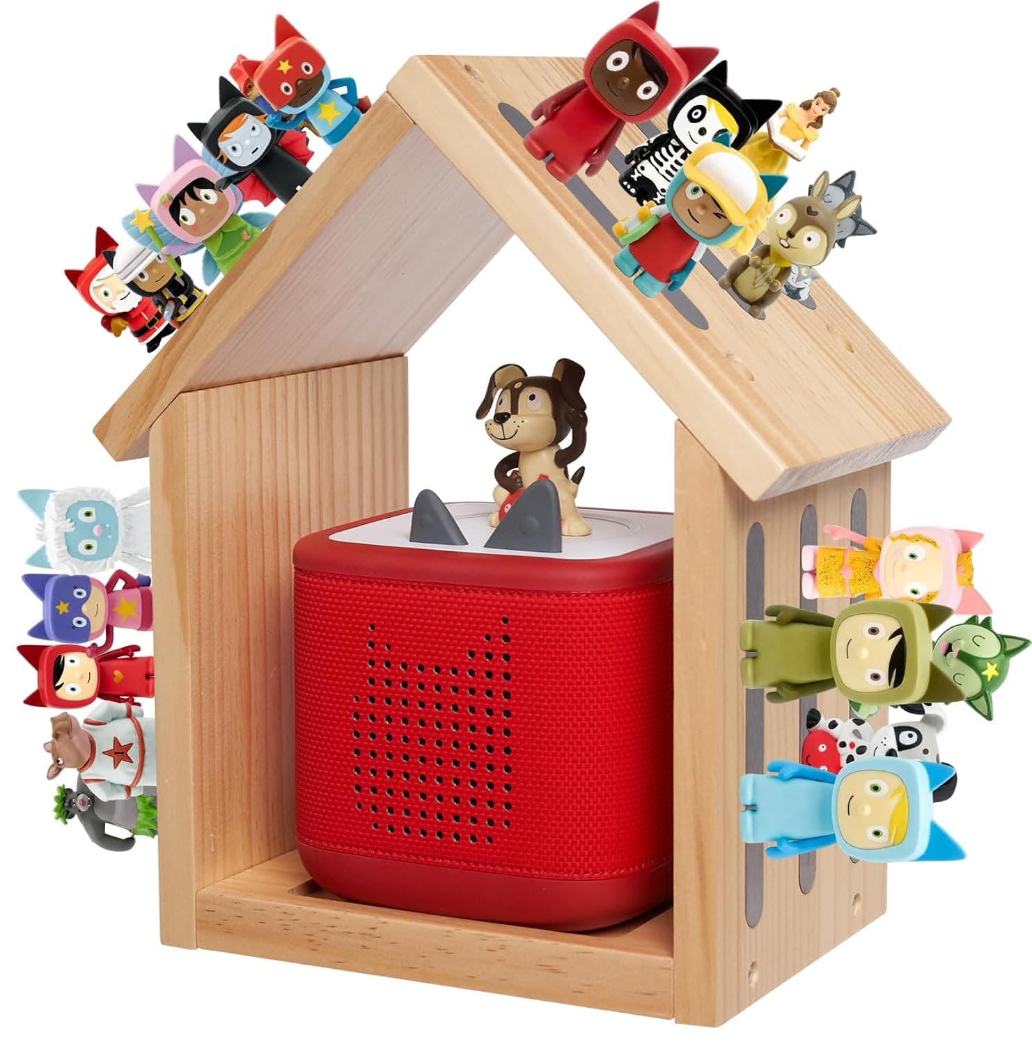 Gieanoo Tonie Storage Shelf for Toniebox 2/1 House Shape | Tonie Wooden Storage House for 12-40 Figures, Toniebox Shelf Standing, Compatible with the Toniesbox 2/1 for Children's Rooms