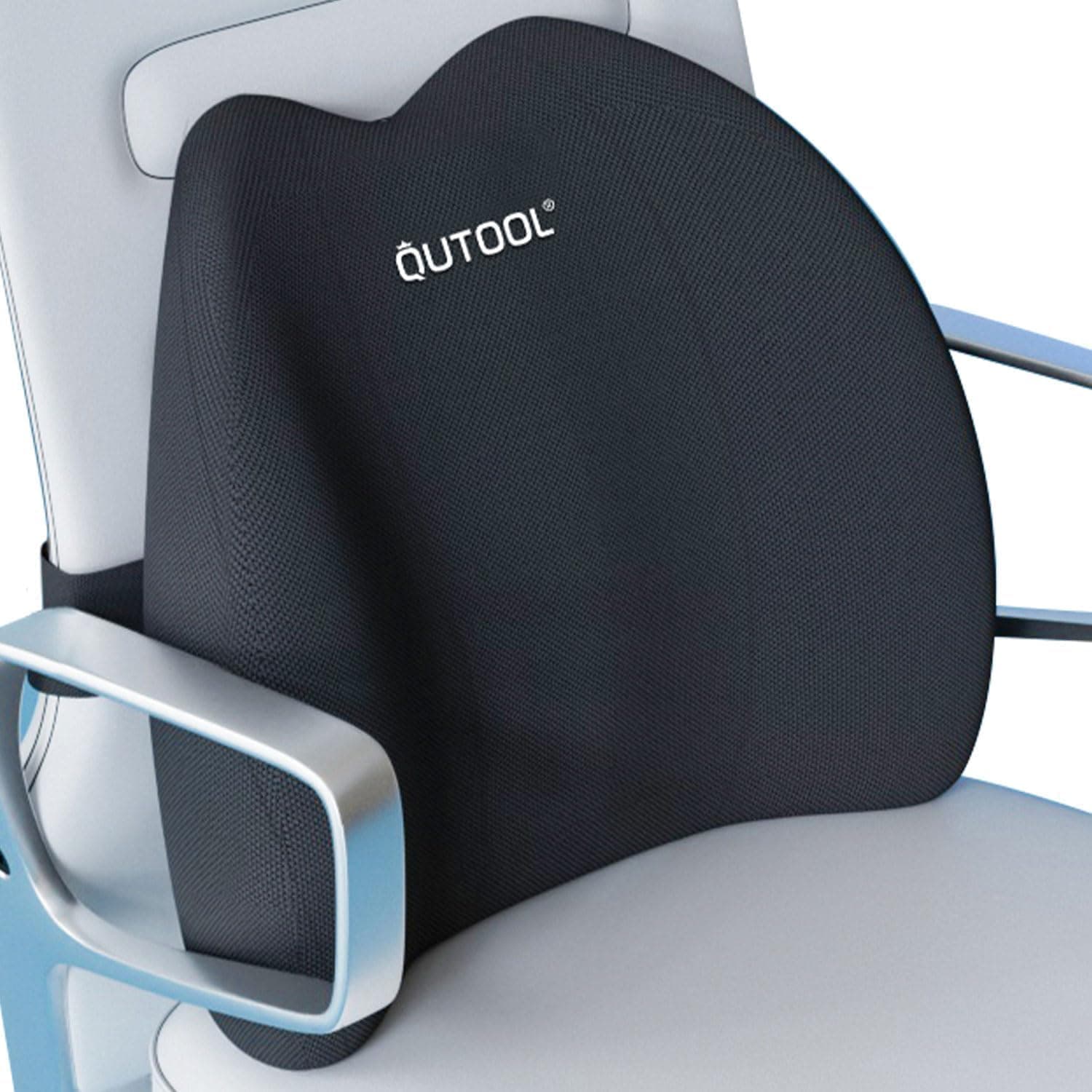 QUTOOL Lumbar Support Pillow for Office Chair, Memory Foam Low Back Support,Back Pain Relief, Ergonomic Large Back Cushion for Desk Chair,Gaming Chair,Adjustable Strap and Washable Cover