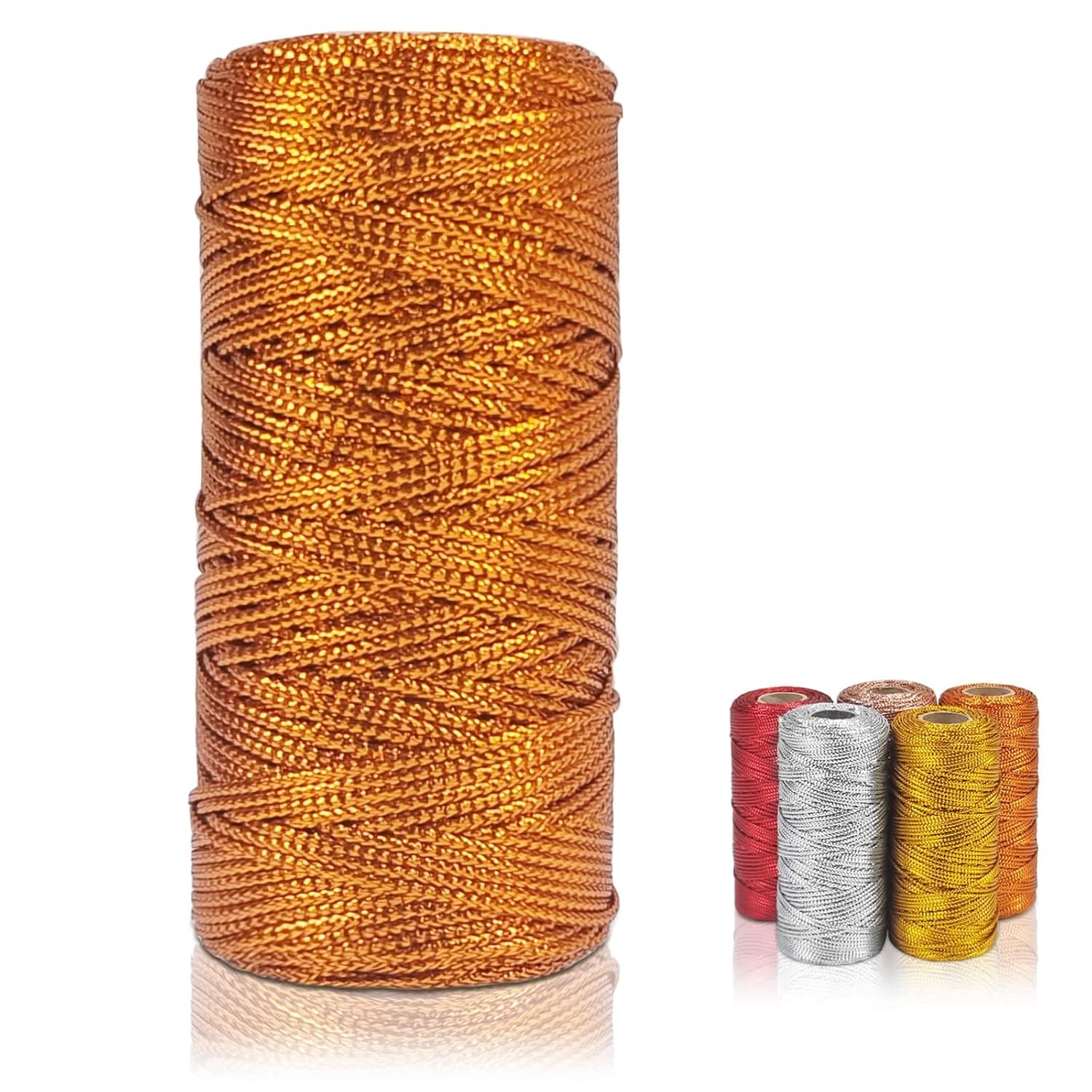 Bakers Twine, Bronze Twine for Gift Wrapping Thin Inelastic Christmas Twine, Decorative Metallic Glitter Twine String for Crafts, Packing Materials, Gift Tags