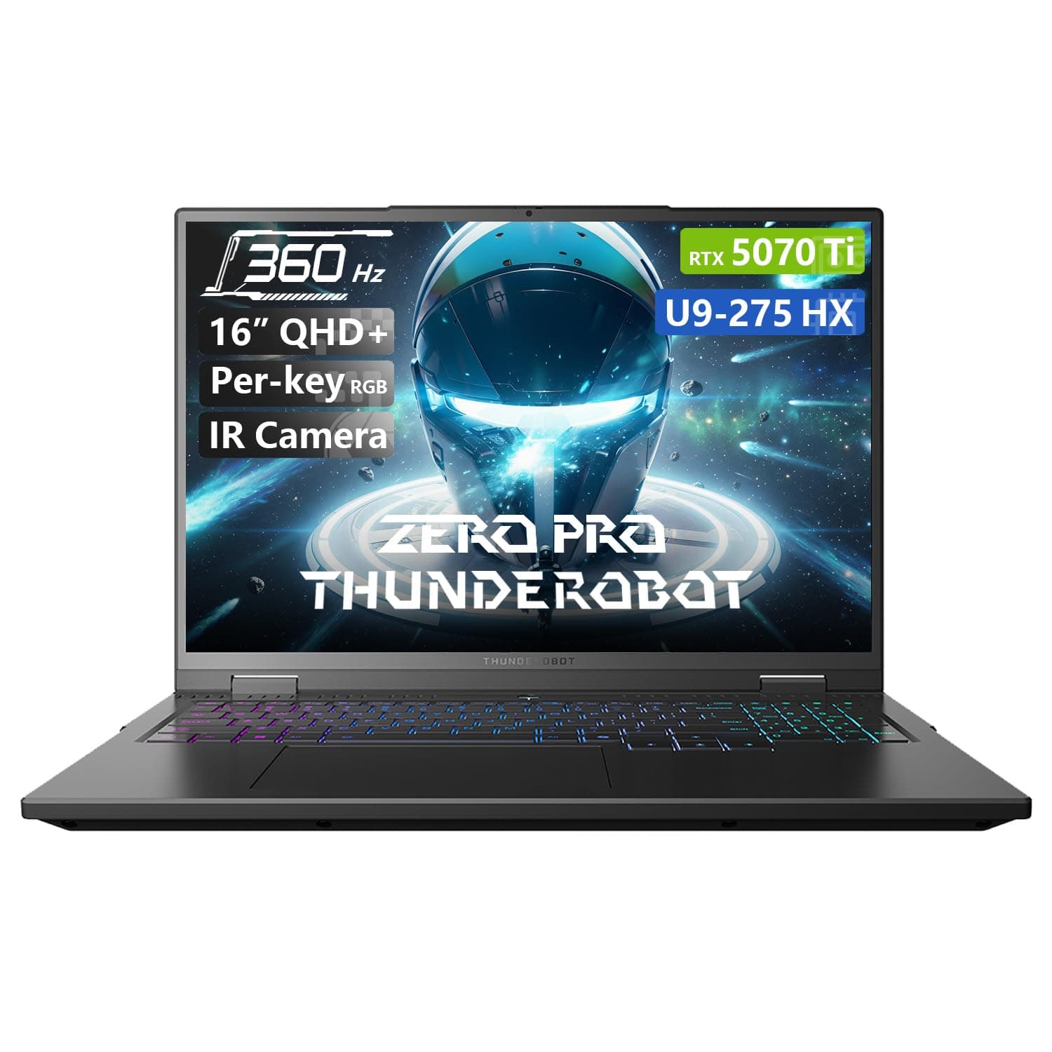 Thunderobot Zero 16 Pro Gaming Laptop, GeForce RTX 5070 Ti, Core Ultra 9 275HX, 16" QHD+ 360Hz Display, 64GB DDR5, 2TB SSD, Per-Key RGB, FHD IR Camera, Wi-Fi 6E, Win 11 Home