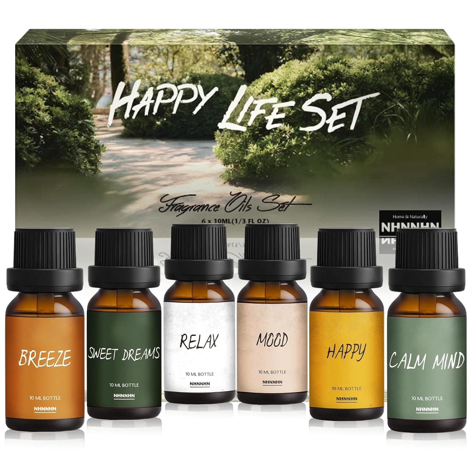Essential Oil Set - 6x10ML Fragrance Oil for Candle & Soap Making, Diffuser, Aromatherapy Oils Gift - Calm Mind, Sweet Dream, Happy, Breeze, Relax, Mood, 6x10ml