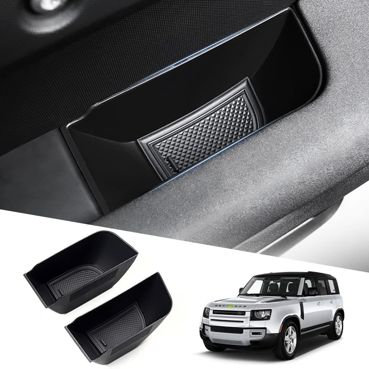 Door Side Storage Box for Land Rover Defender 90 110 130 2020-2023 2024 Accessories Defender Door Side Organizer Tray Grab Handle Pocket Box Insert Interior Accessories 2PCS