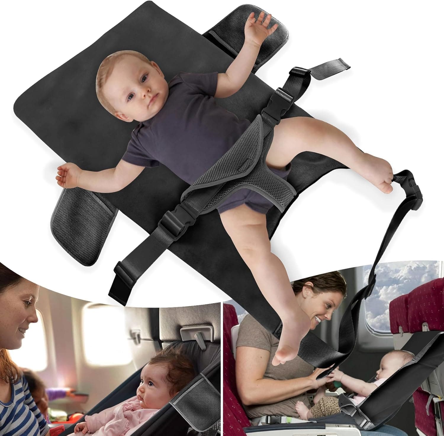 Toddler Airplane Bed, Portable Toddler Bed, Baby Travel Essentials for Flying, Suitable for Airplanes for 1-12 Months Old Baby(Black)
