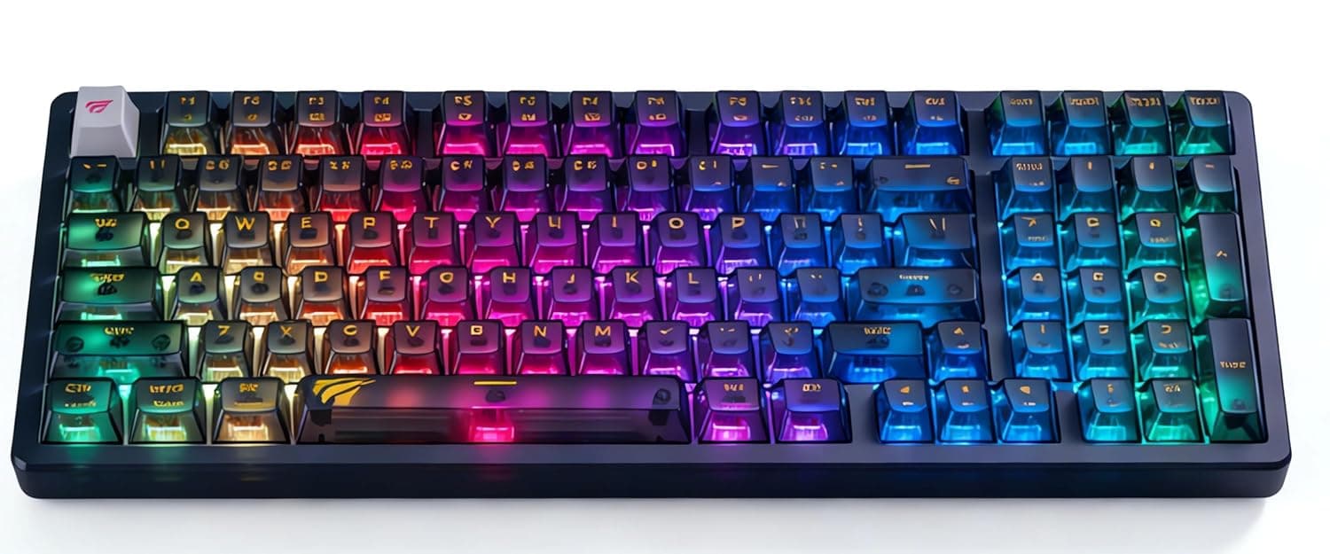 كيبورد العاب - اضاءة خلفية RGB، شعور ميكانيكي، تصميم مريح، خاصية الاستجابة لضربات مفاتيح متعددة، مفاتيح وسائط متعددة، سلكي USB للكمبيوتر واللاب توب