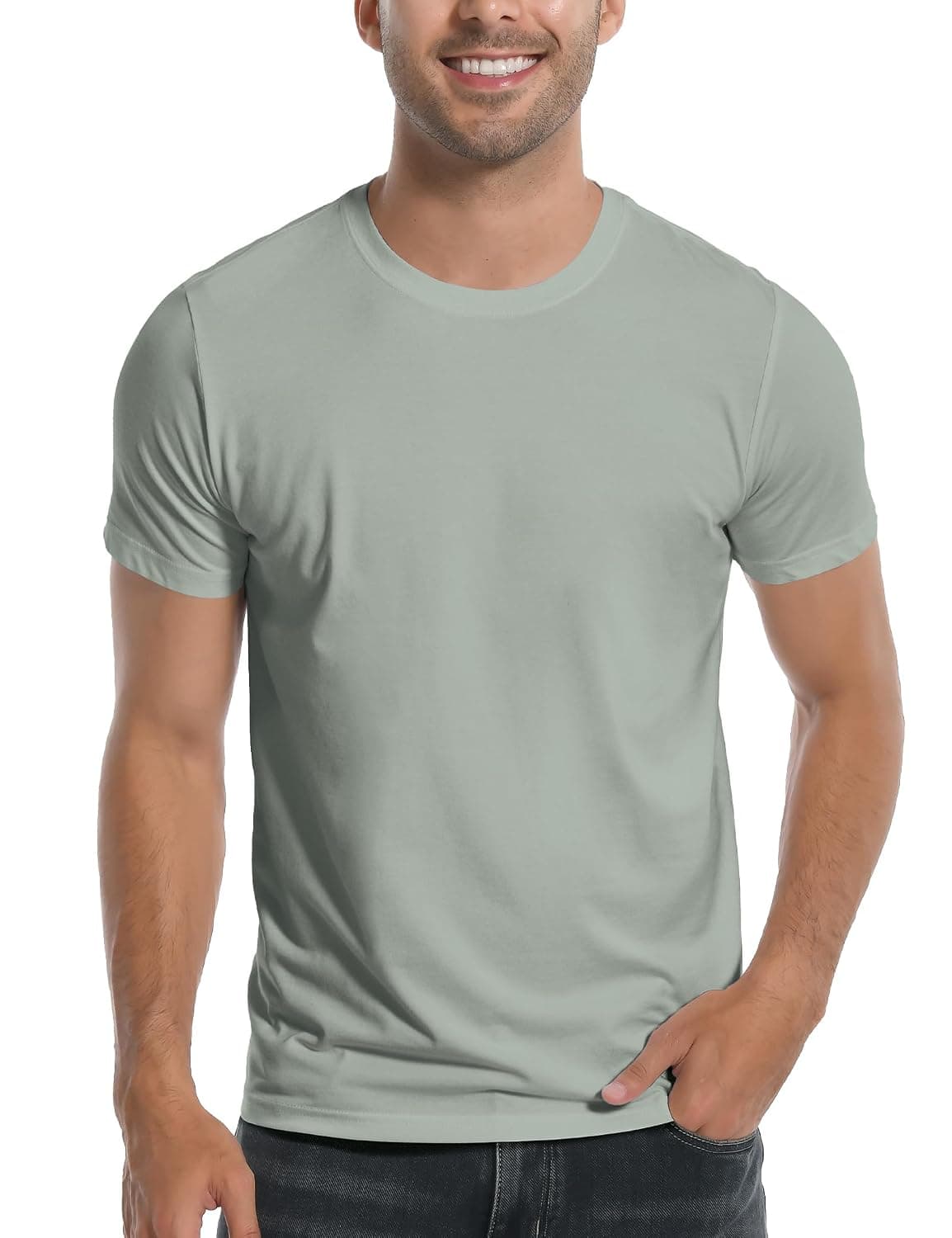 Pioneer Camp Mens Bamboo T Shirt Ultra Soft White Plain Tshirts Shirts for Men Cooling Crew Neck Casual Basic Tee Shirt