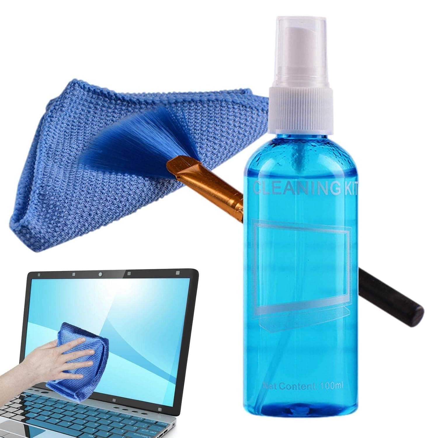 KASTWAVE Laptop Cleaning Screen Set- Monitor Spray Screen Cleaner Kit with Brush, Cloth, Electronic Device Screen Cleaner, Cleaning Spray for LCD/TFT/LED/Plasma/OLED Televisions and Computer Monitors