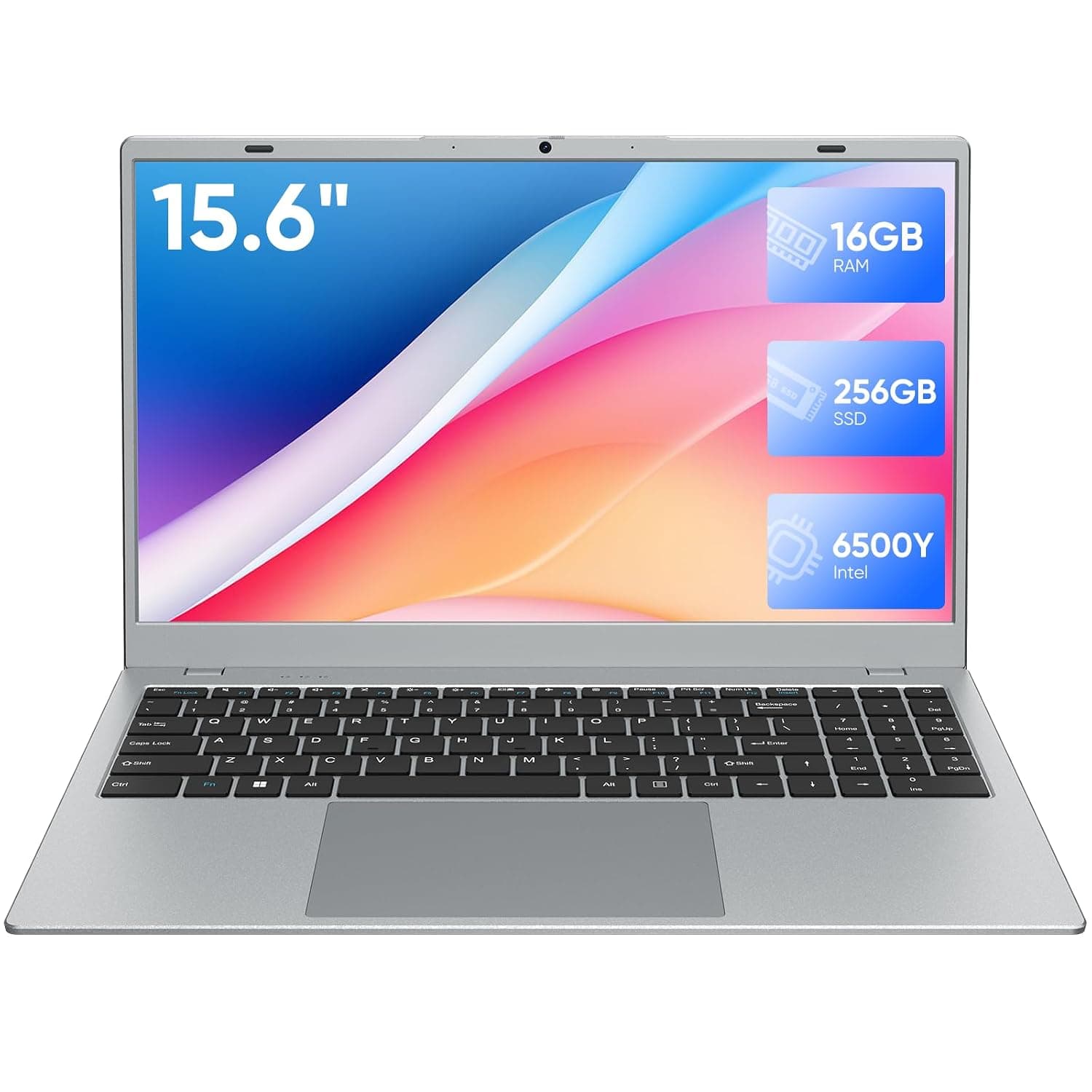 Laptop Computer with MS Office 2024, 16GB RAM 256GB SSD Laptops, 6500Y Processor, 15.6" FHD IPS Display, Win11 Laptop WiFi 5, BT 5.0, Black
