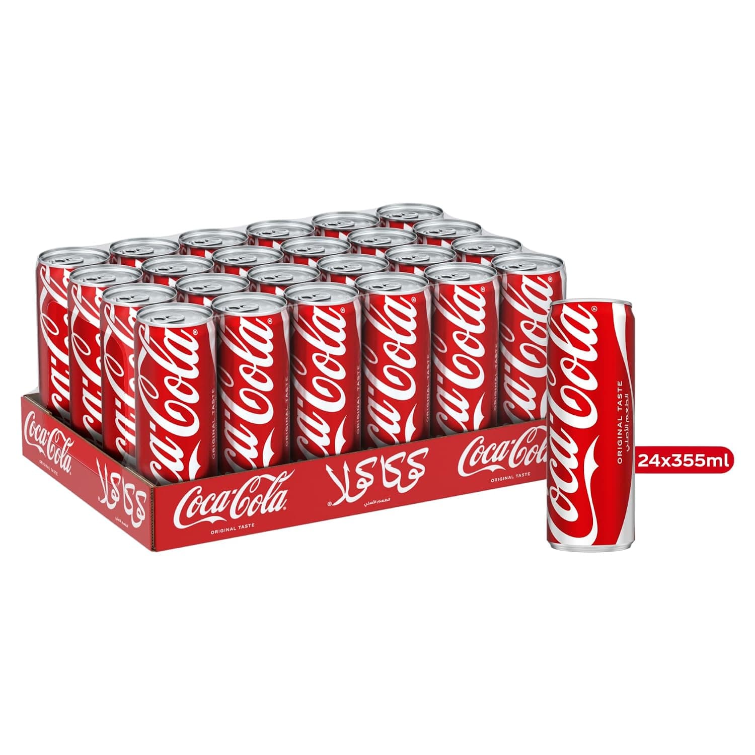 Coca-Cola Original Taste, Pack of 24x355ml Can, Crisp Coke Soft Drinks, Serve Cola Drinks Ice Cold for Maximum Refreshment, Pack may vary