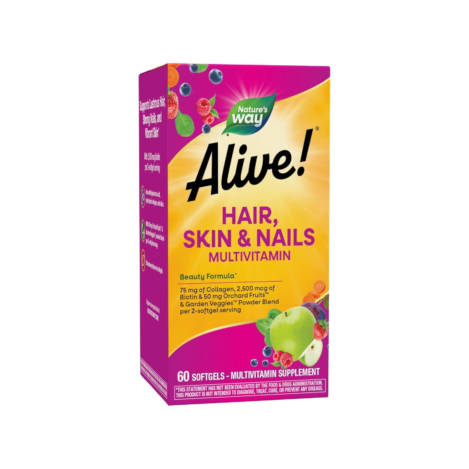 Nature's Way Biotin & Collagen Hair/Skin & Nails Multivitamin Softgels (60 Pieces)