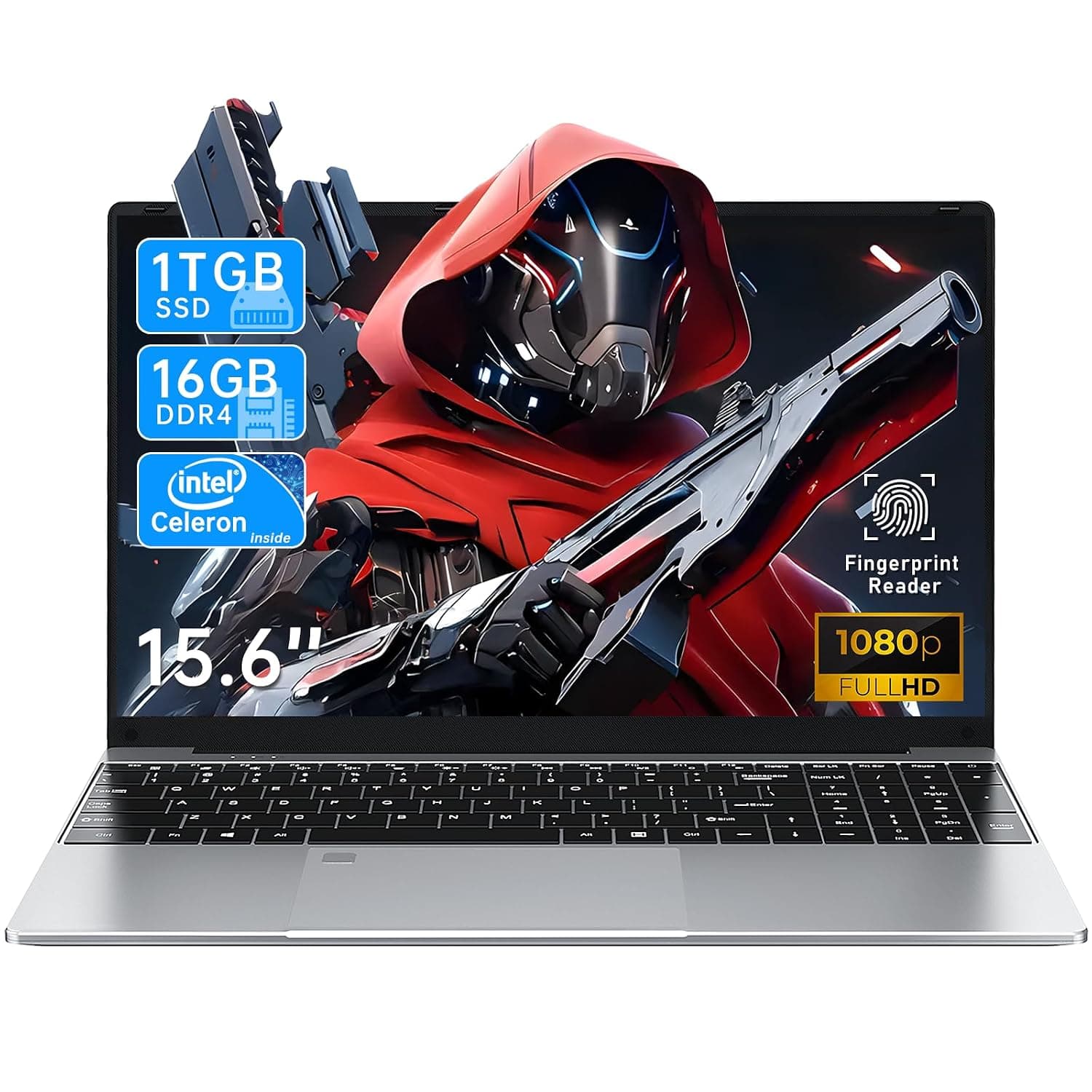 NAIKLULU Gaming Laptop,Window 11 Pro Laptop Computer, 15.6 Inch Lap Top，16GB RAM 1TB SSD,1920 * 1080 Display,WiFi 5,BT5.0,N5095 Processor(up to 2.9Ghz),Backlit Keyboard,Fingerprint Unlock