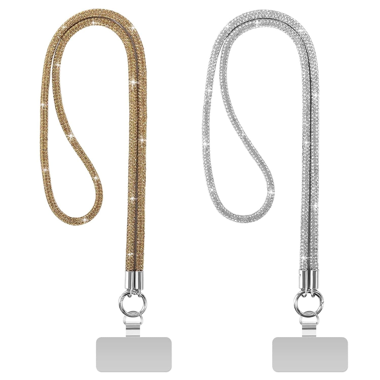 Bukela Glitter Phone Lanyard Strap, Rhinestone Hands Free Carry, Universal Crossbody Phone Chain, Bling Detachable Neck Shoulder Lanyard for Keys, ID Badge, Camera