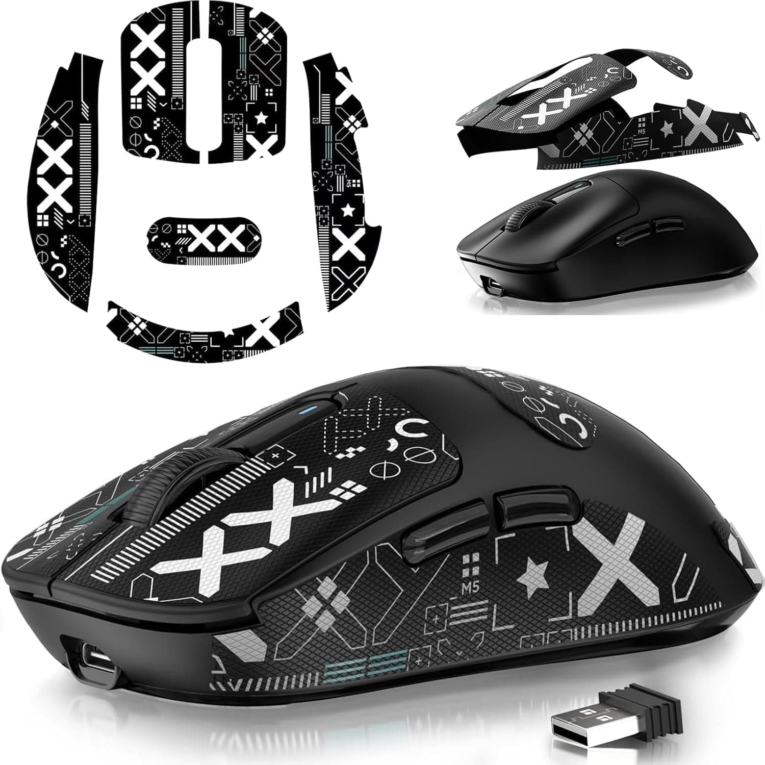 Wireless Gaming Mouse Lightweight Ergonomic: 12000 DPI High Precision with Tri-Mode (2.4G/BT/Wired) - Super Sensitive Infrared Sensor for PC Gaming with Anti-Slip Stickers