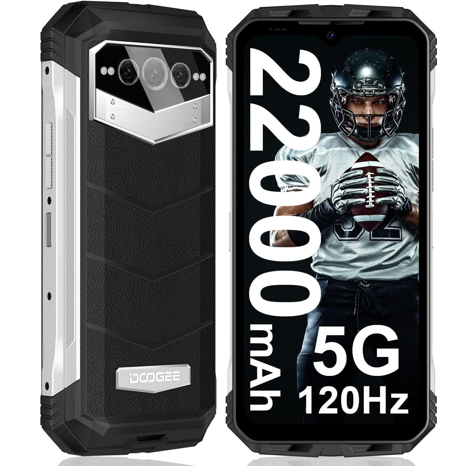 V MAX (2023) 5G Rugged Smartphone, 22000mAh 20GB+256GB Android 12 Rugged Phones Unlocked, 120Hz 6.58" Rugged Cell Phone, Dual Hi-res Speakers, 108MP Main Camera, Night Vision, NFC, OTG
