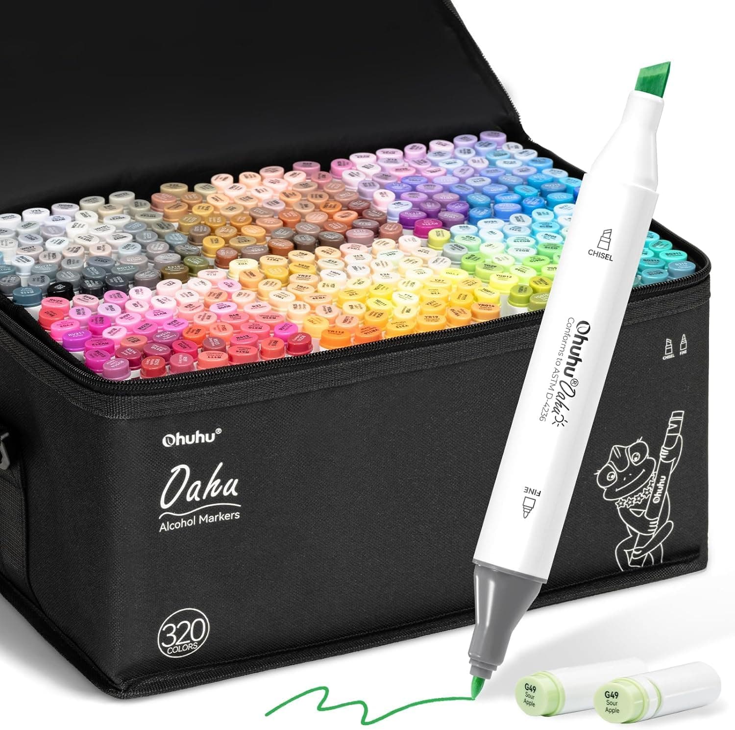 Ohuhu Alcohol Markers 320 Colors - Chisel & Fine Dual Tips Art Markers for Artists Adults Coloring Drawing Sketching Illustration - AP Certificated - Oahu Series | AP Certified Art Marker, Dual Tips Alcohol-based Marker for Artists Beginners Illustration Sketching, Oahu of Ohuhu Markers