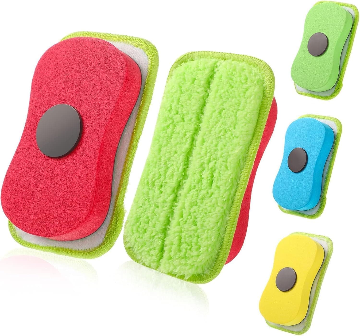 Aputue Dustless Chalk Eraser, 4 PCS Microfiber Washable Reusable Magnetic, Whiteboard Dry Erase Markers, Dustless Chalk Eraser Cleaning Tool for Classroom School Home Office