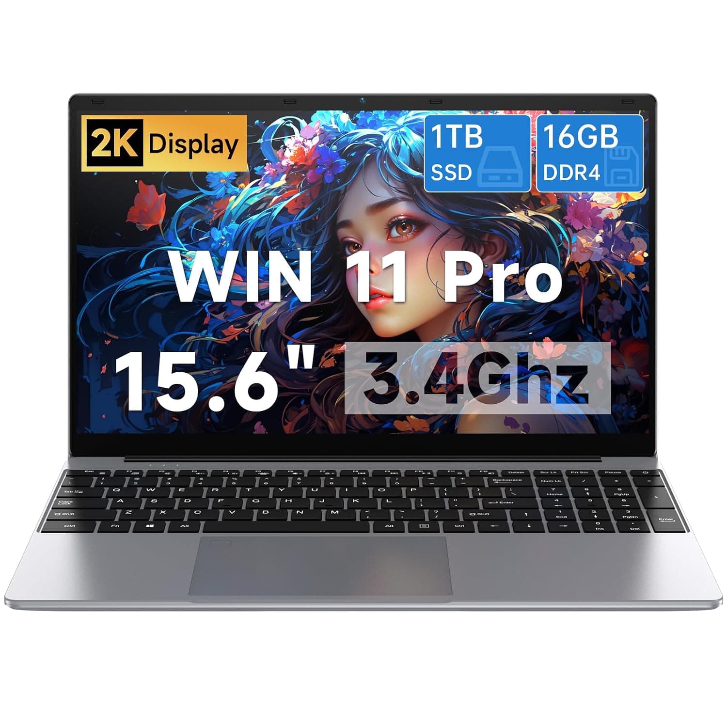 15.6 Inch Laptops | Win 11 Pro Laptop Computer | 16GB RAM 1TB SSD | Celeron N100 Quad-Core(3.4GHz) | FHD IPS 1920x1080 | HDMI | Type-C | USB 3.0 | WiFi 6 | BT 5.2 | 6500mAh