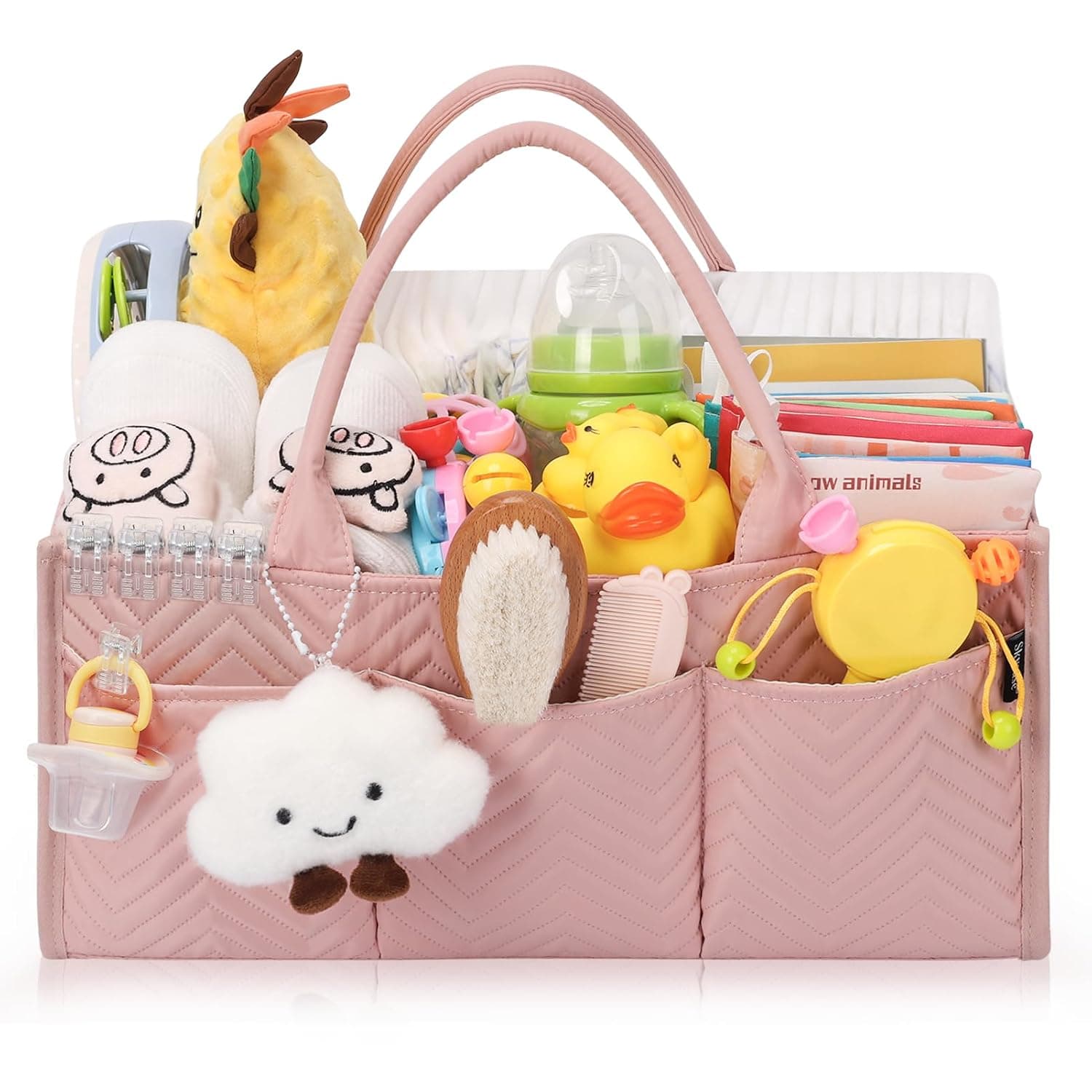 Skycase Large Diaper Caddy Organizer, Baby Organizers and Storage for Newborn Essentials Must Haves, Nursery Storage Basket for Baby Shower Gifts, Baby Registry Search for Boy or Girl - Pink